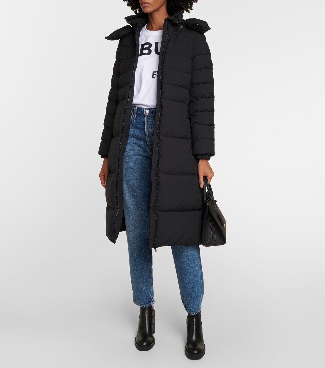 Down coat in black Burberry Mytheresa