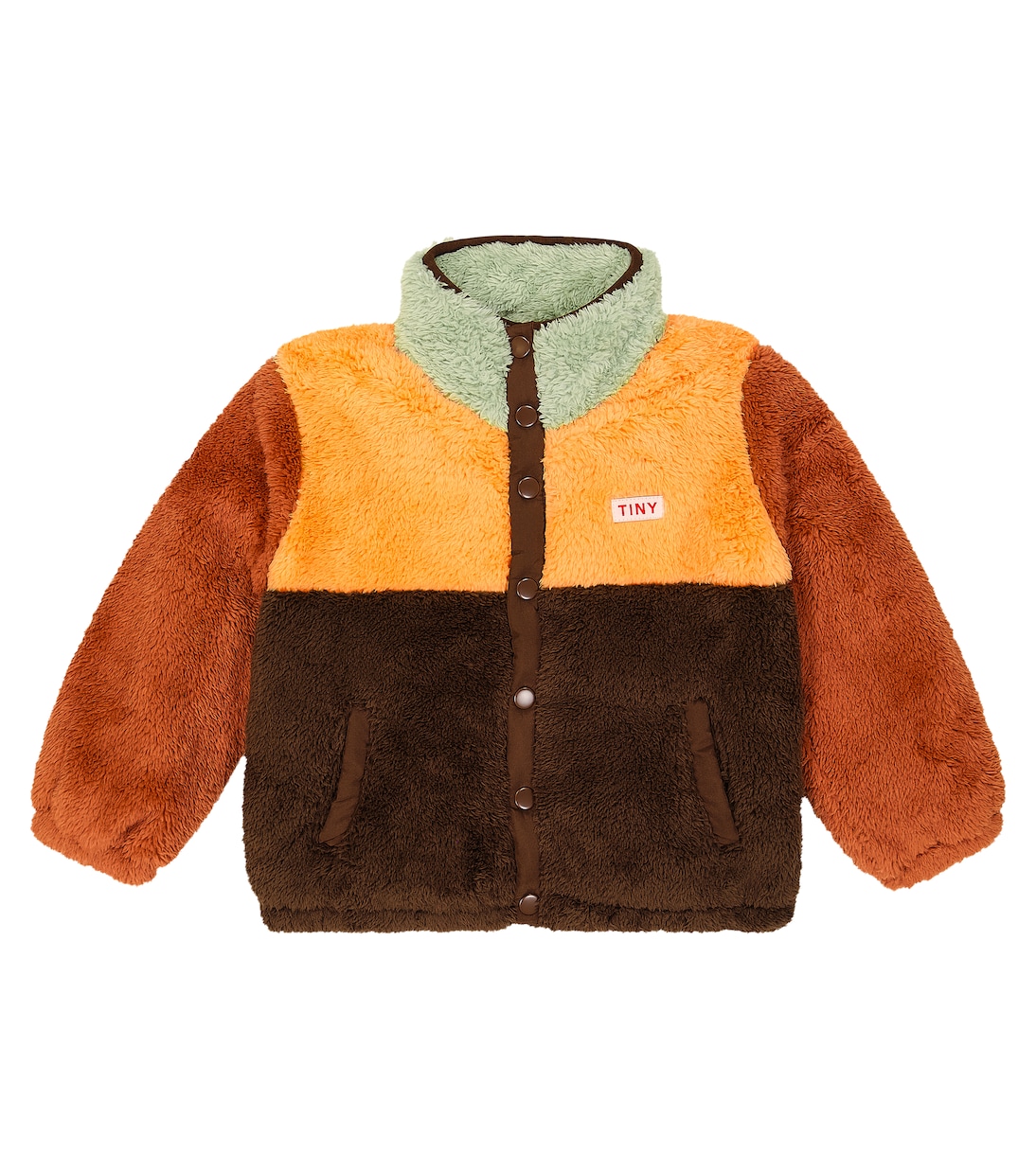 Colorblocked faux shearling jacket | Tinycottons