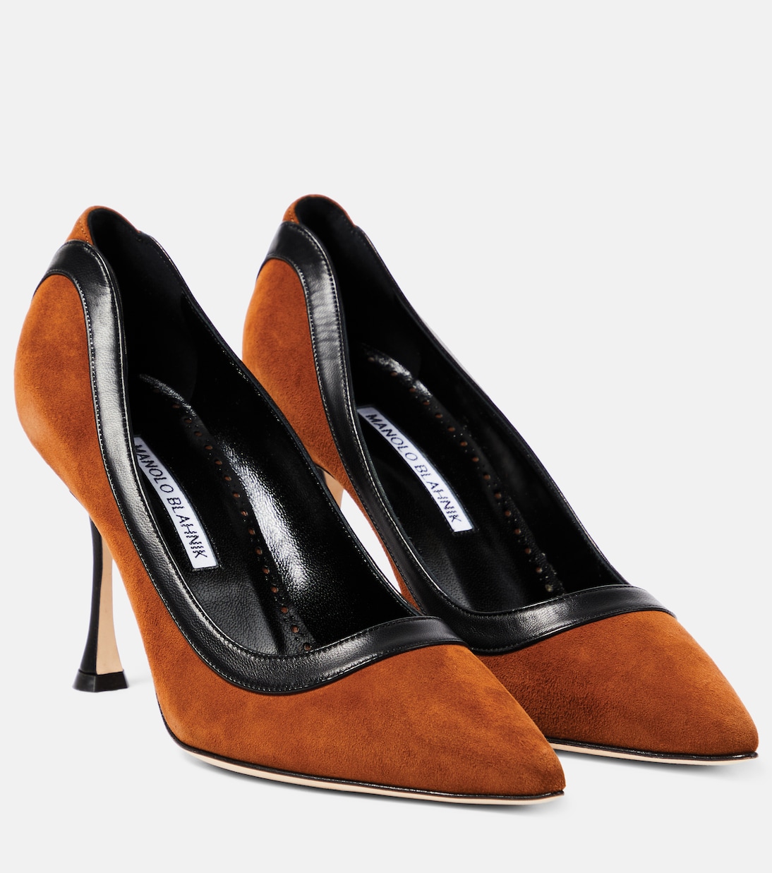 Mules Dalina 90 in suede con pelle | Manolo Blahnik