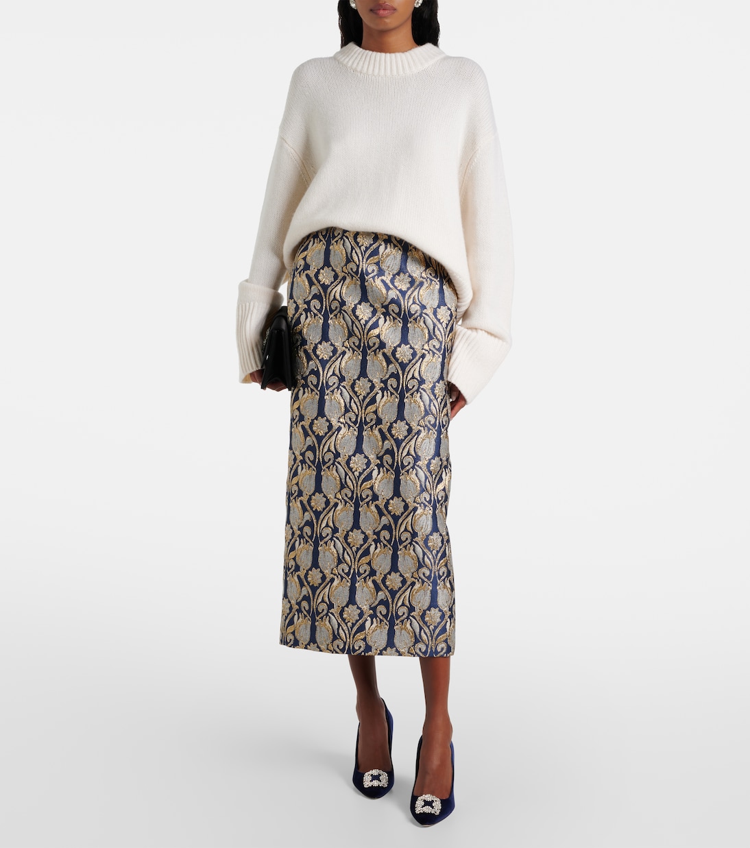 Escarpins Hangisi 90 en velours à ornements | Manolo Blahnik
