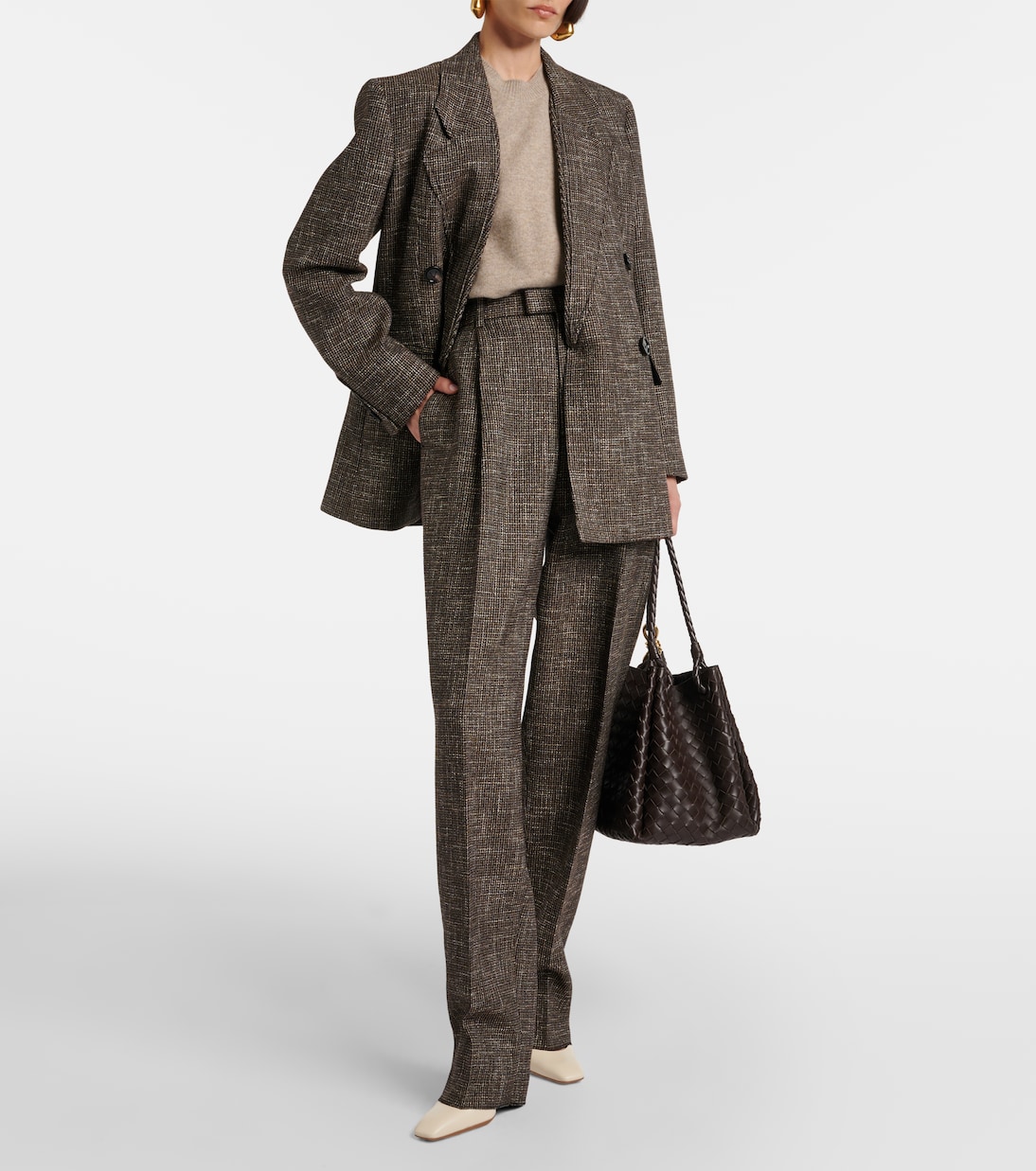 Wool and cotton-blend wide-leg pants | Bottega Veneta