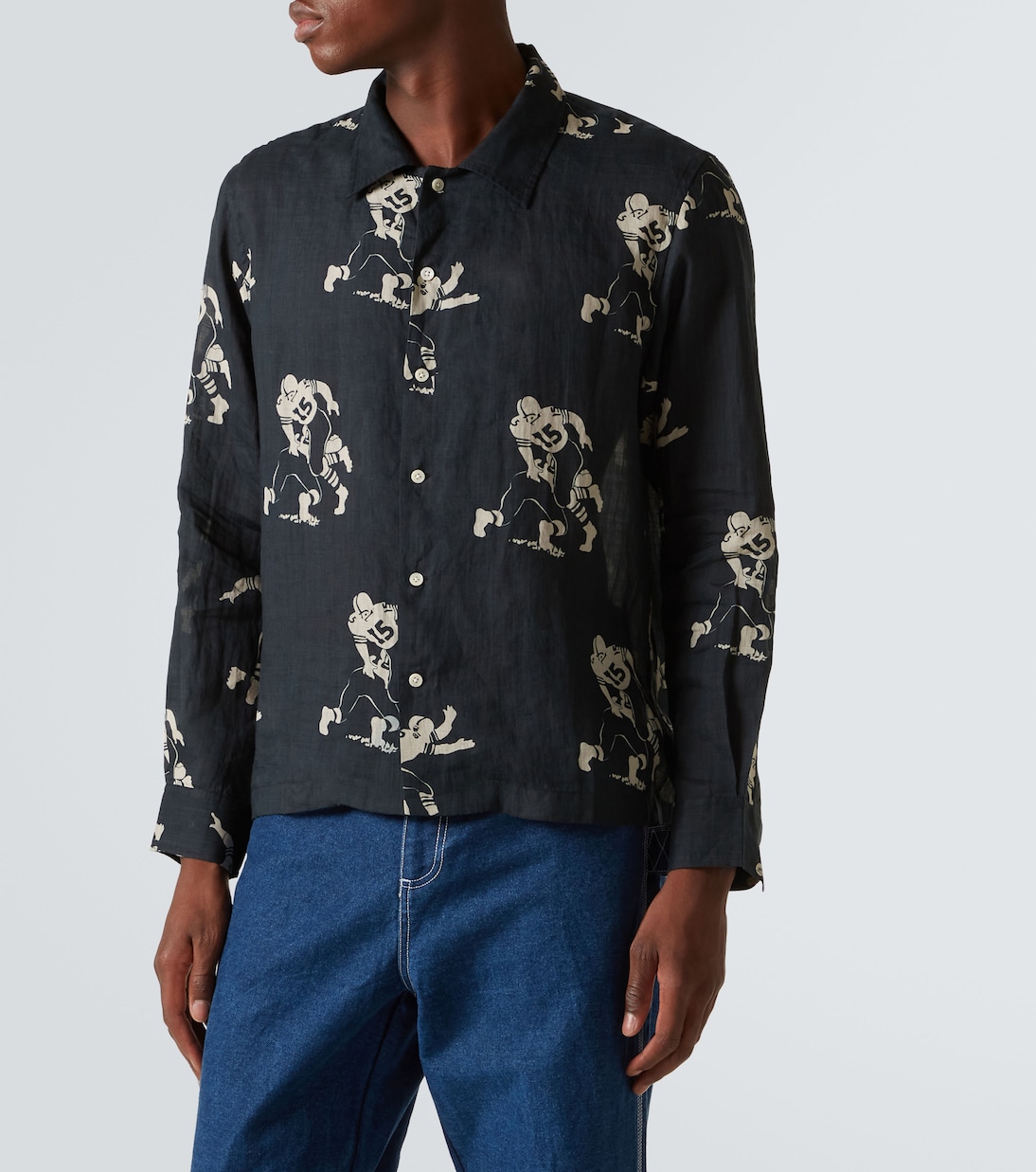 Camicia Football Silhouette in lino | Bode