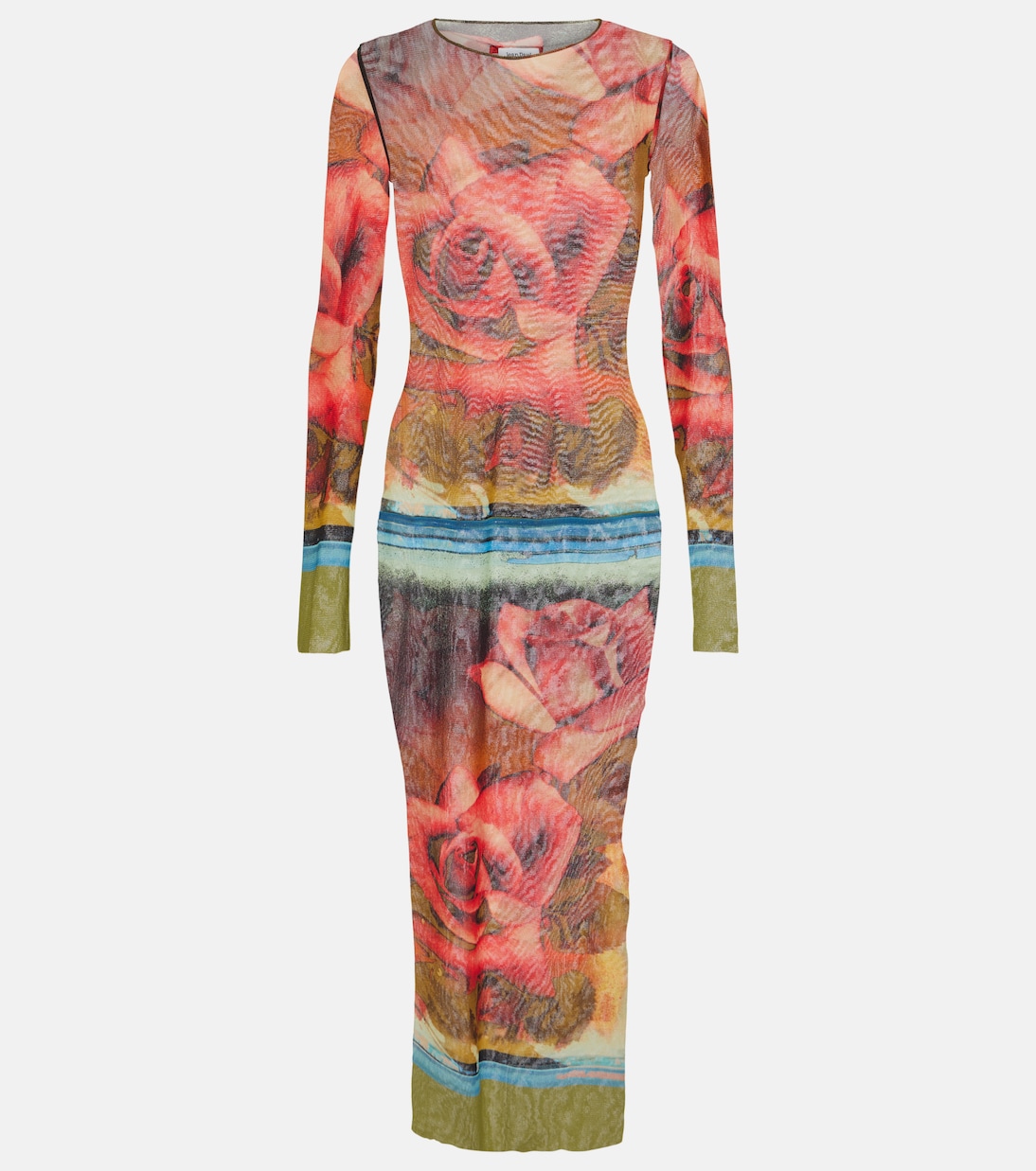 Vestido midi floral semitranslúcido | Jean Paul Gaultier