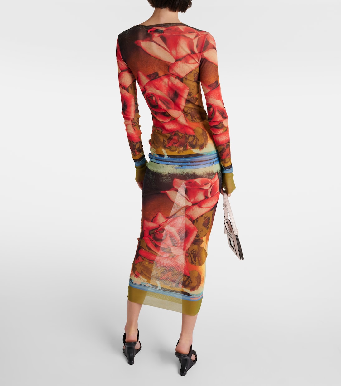 Vestido midi floral semitranslúcido | Jean Paul Gaultier