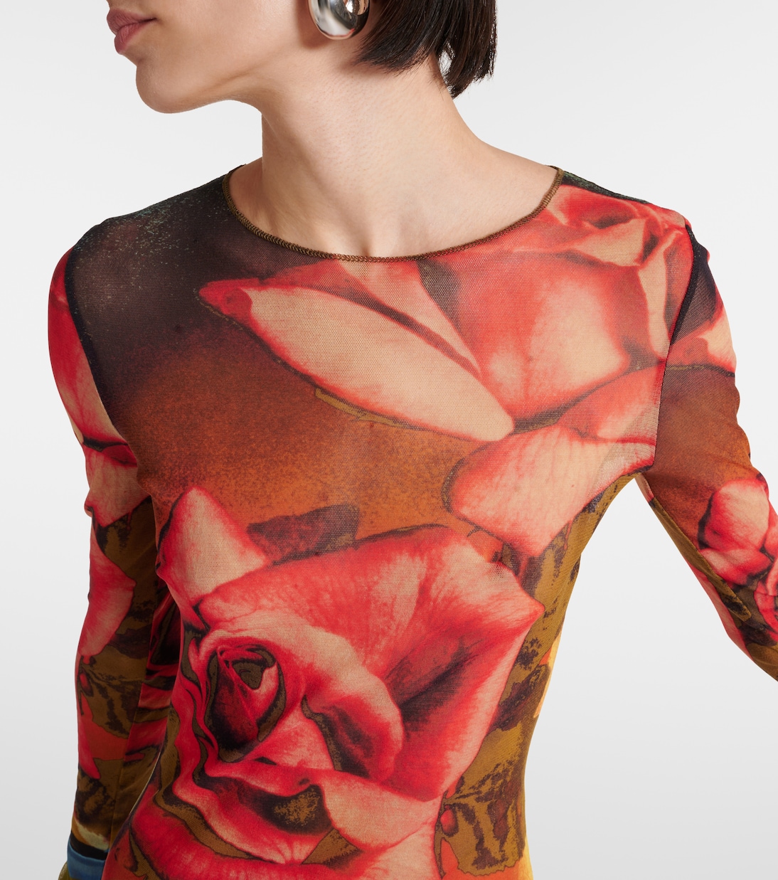 Vestido midi floral semitranslúcido | Jean Paul Gaultier