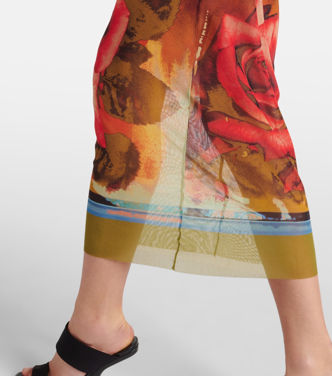 Vestido midi floral semitranslúcido | Jean Paul Gaultier