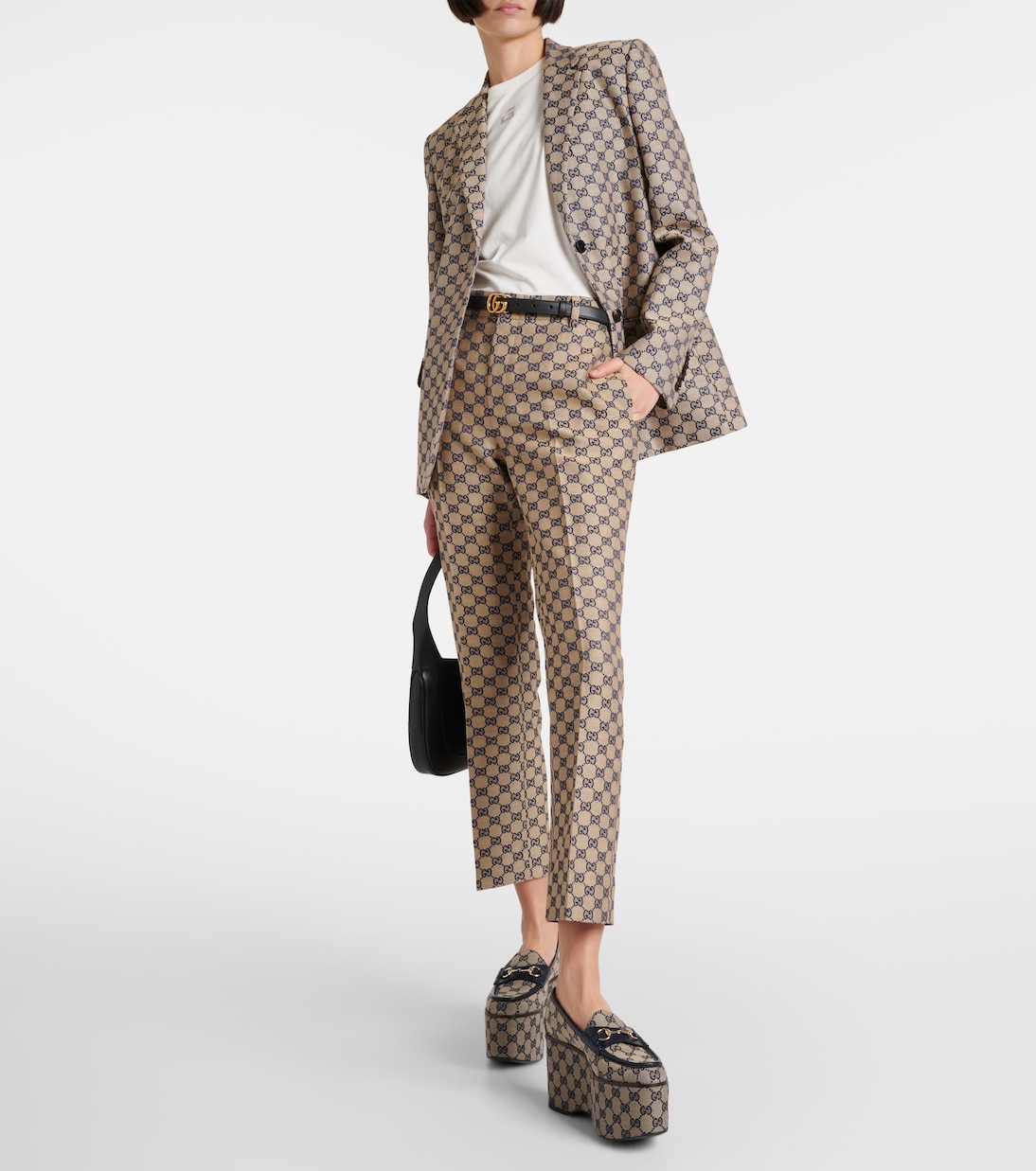 Blazer in canvas di misto lino GG | Gucci