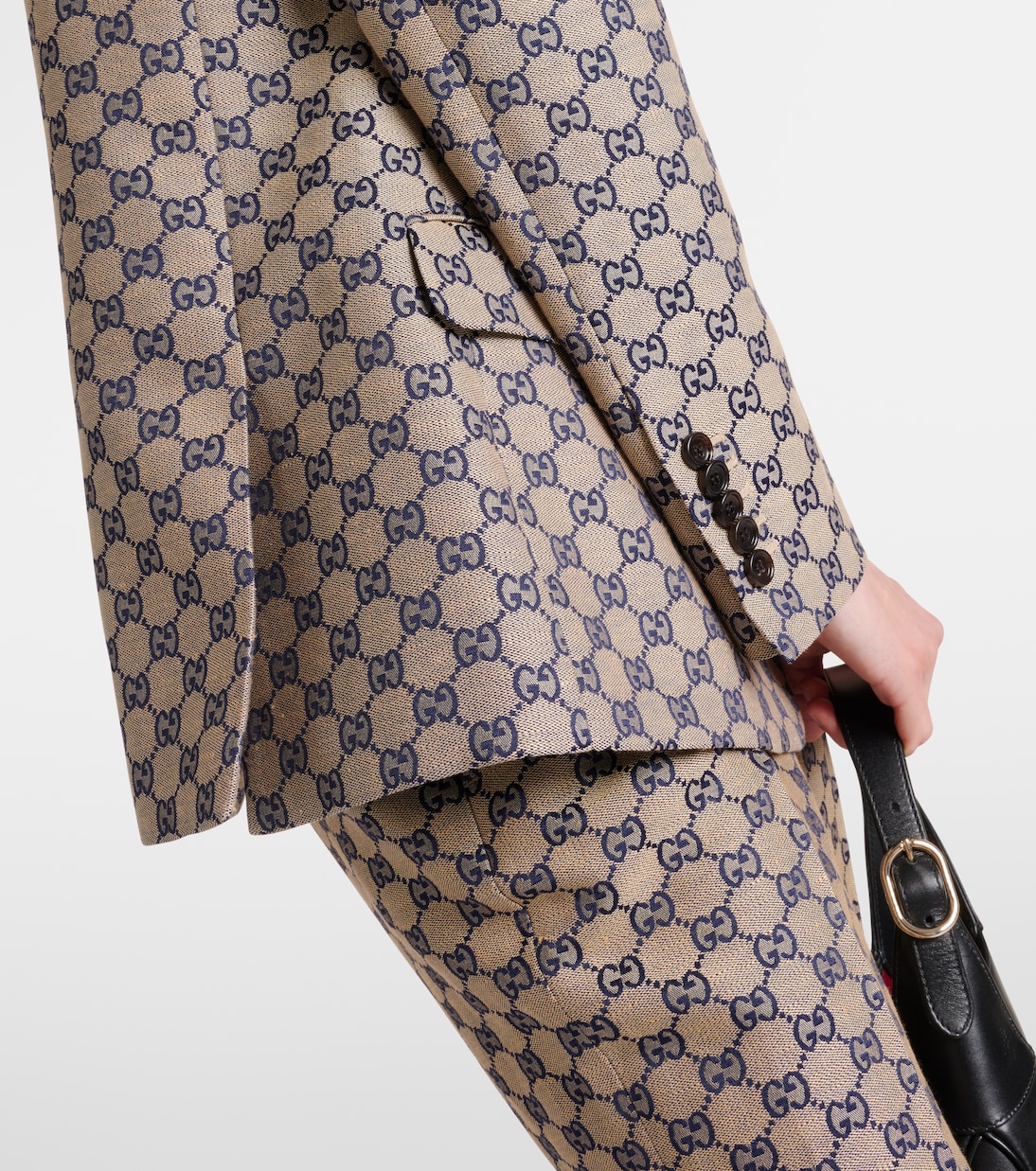 Blazer in canvas di misto lino GG | Gucci