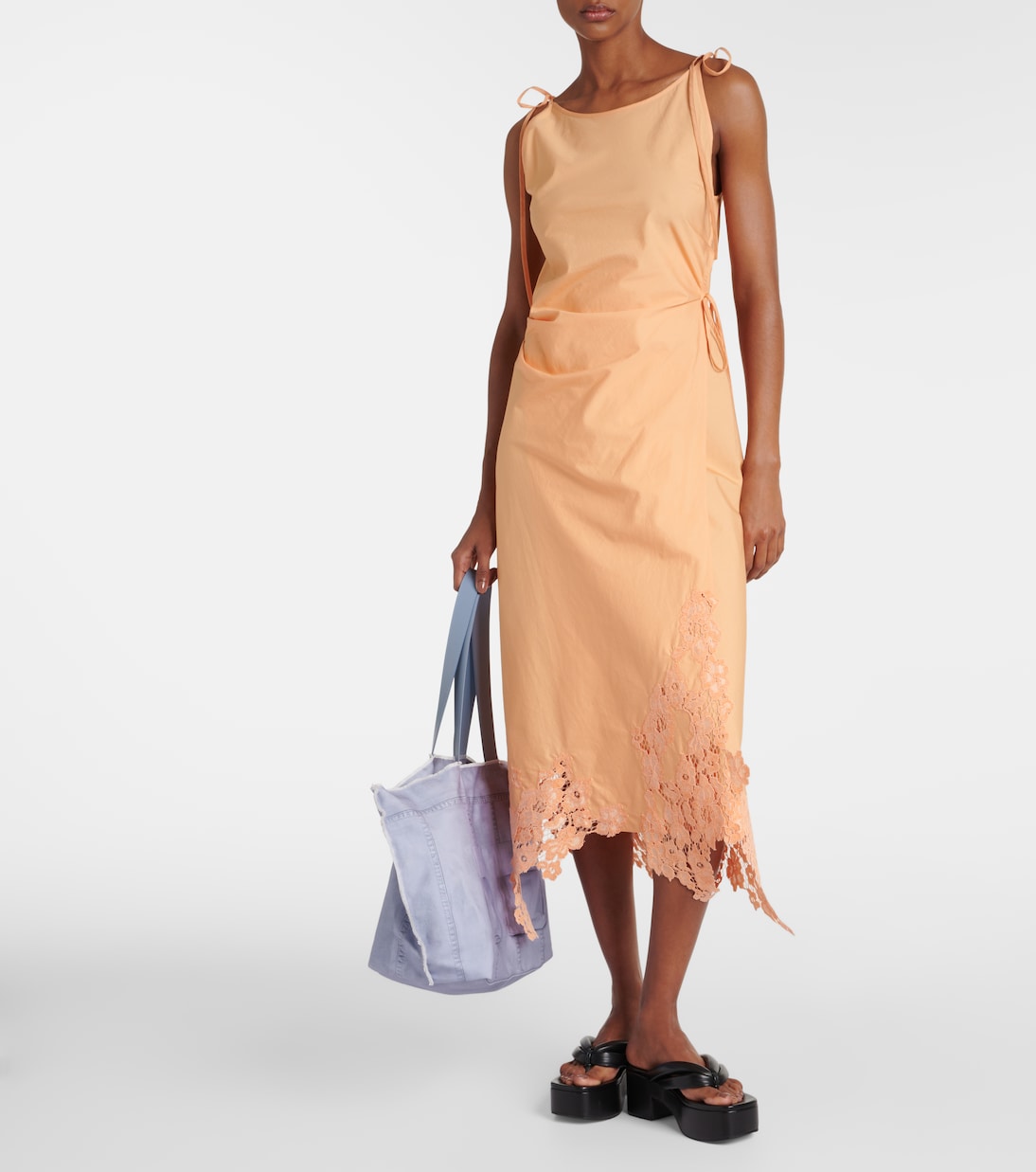 Robe midi en coton et dentelle | Acne Studios