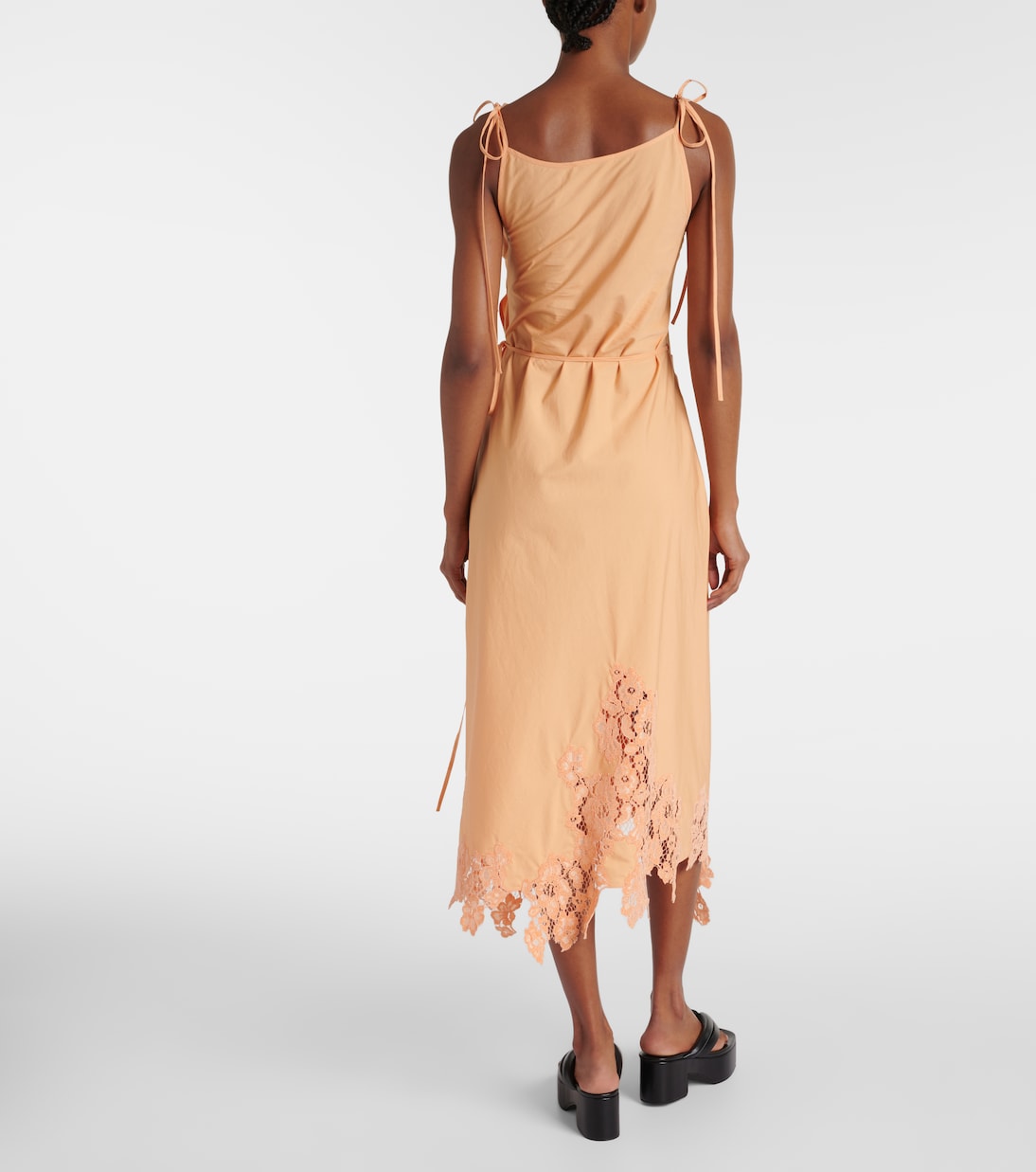 Robe midi en coton et dentelle | Acne Studios