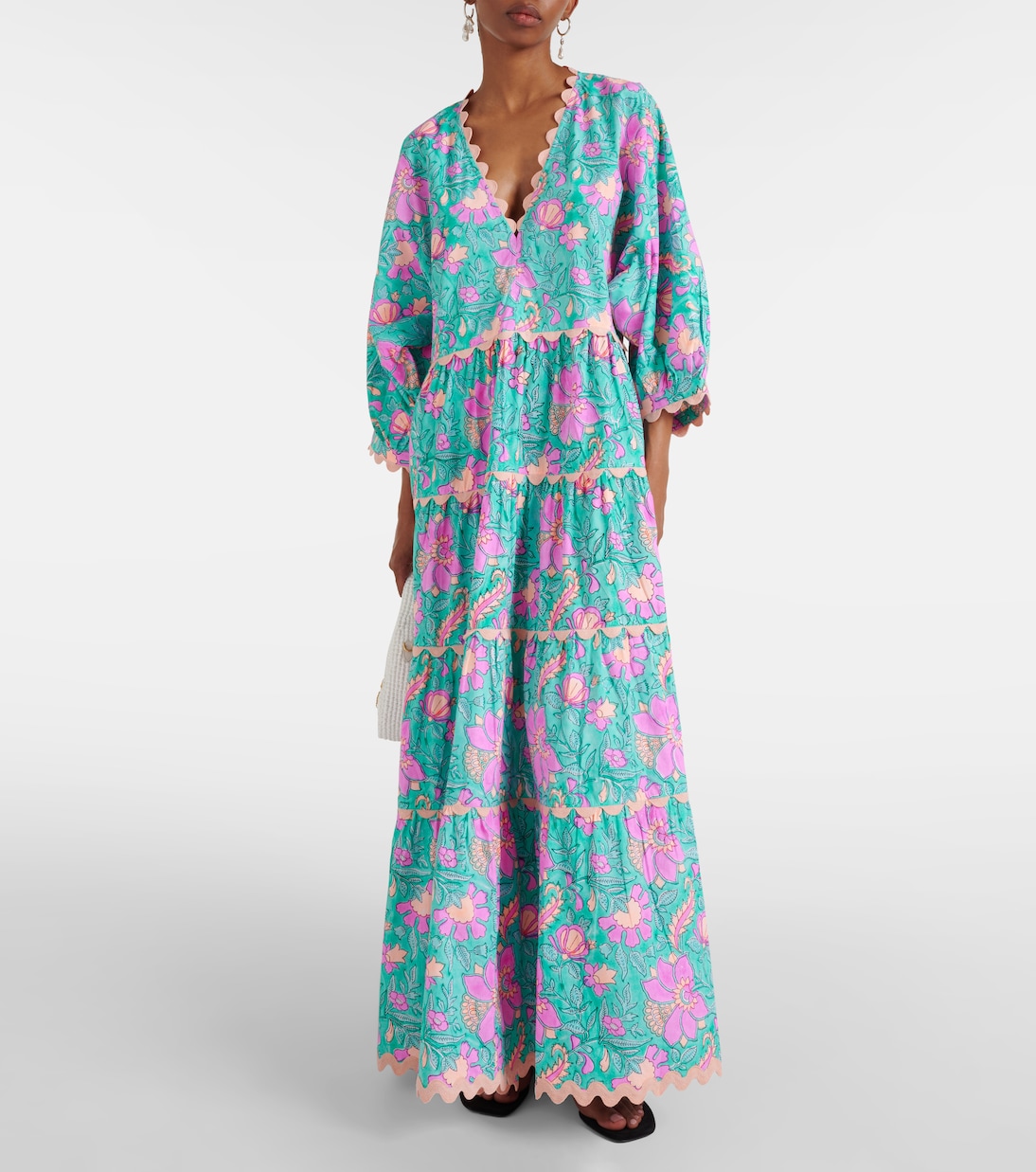 Colorblocked cotton poplin maxi dress | Juliet Dunn
