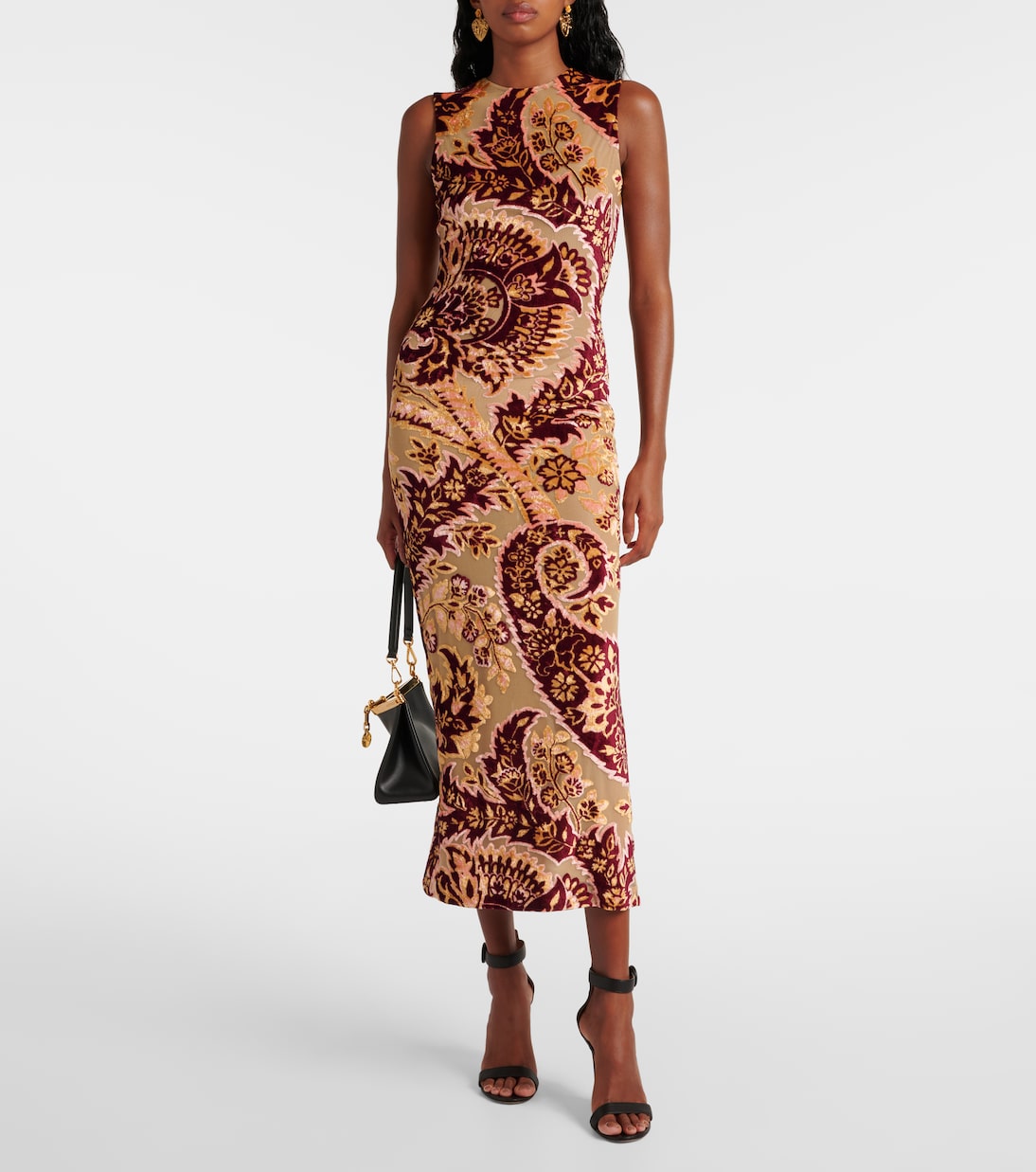 Abito midi in velluto e tulle jacquard | Etro