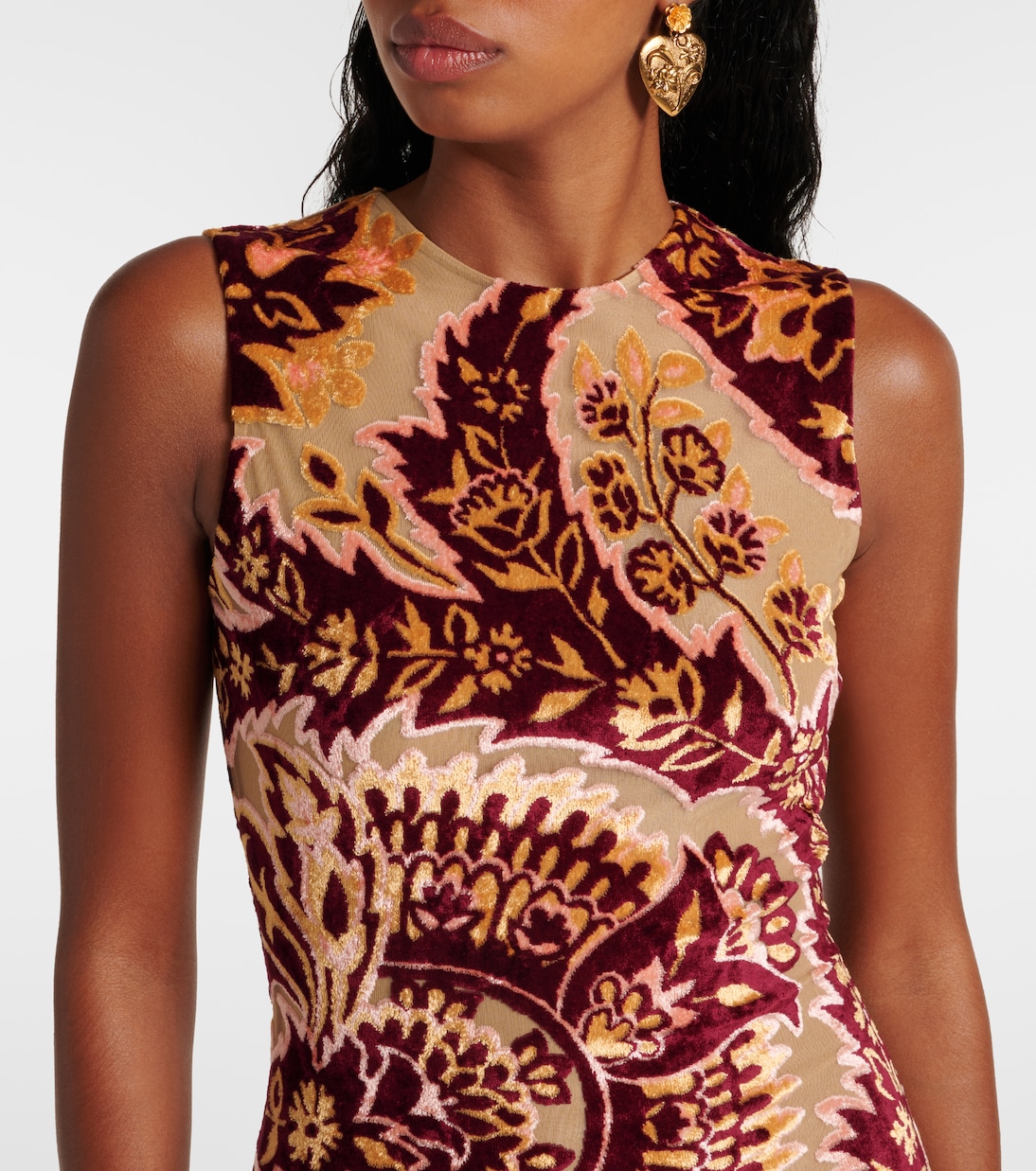 Abito midi in velluto e tulle jacquard | Etro