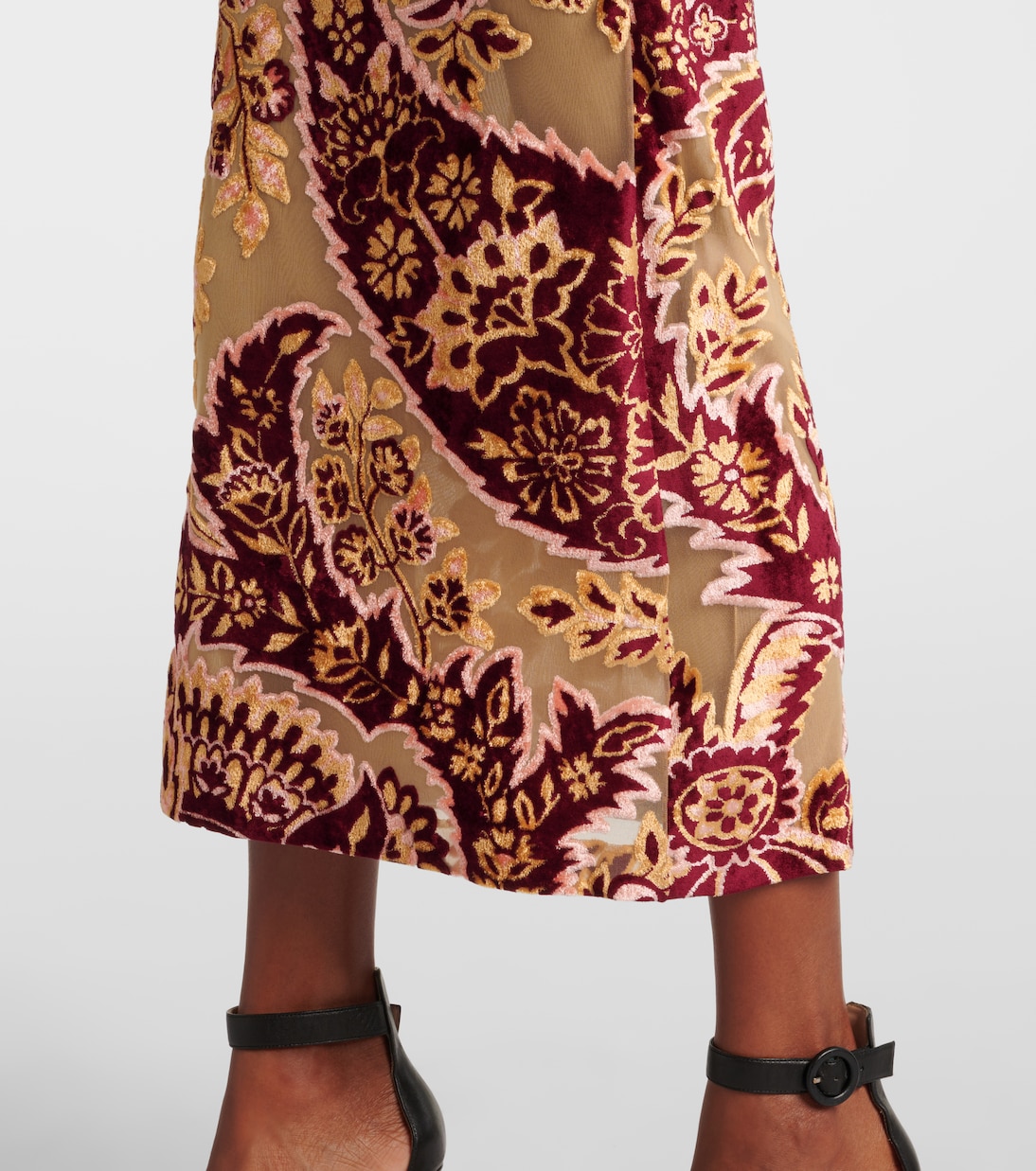 Abito midi in velluto e tulle jacquard | Etro