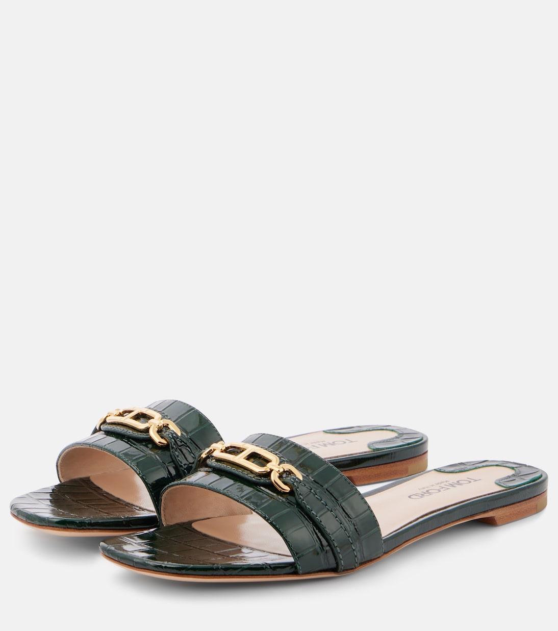 Whitney croc-effect leather slides | Tom Ford