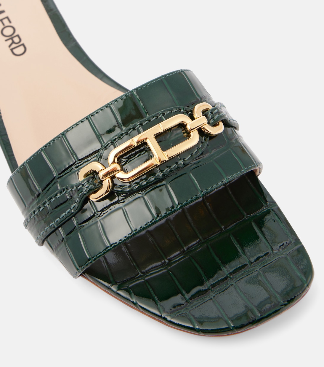 Whitney croc-effect leather slides | Tom Ford