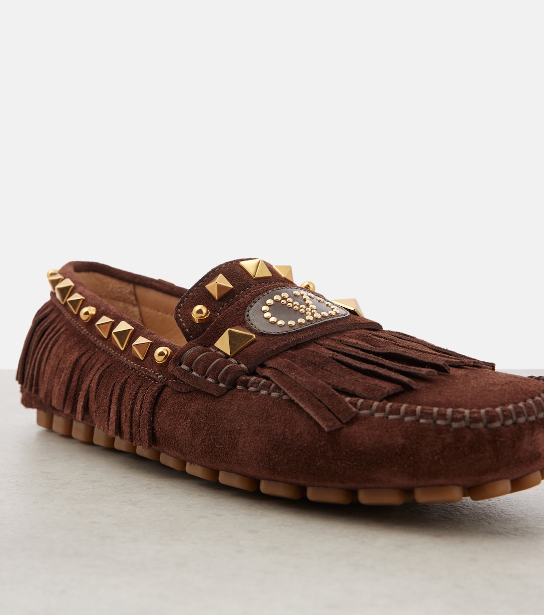 Scarpe da guida in suede frangiato con logo V di VALENTINO GARAVANI per stile giovane e audace