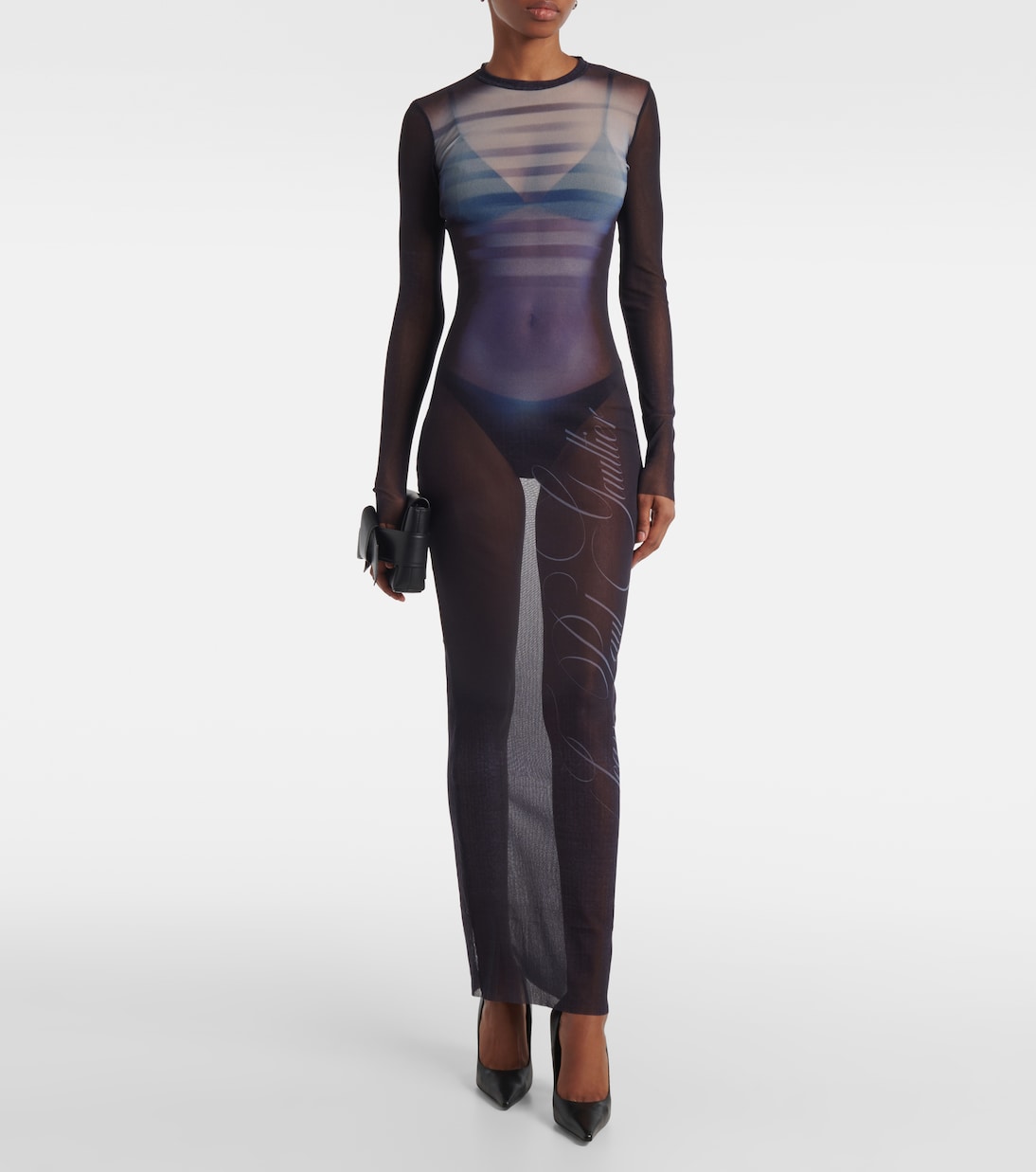 Bedrucktes Maxikleid La Male aus Mesh | Jean Paul Gaultier