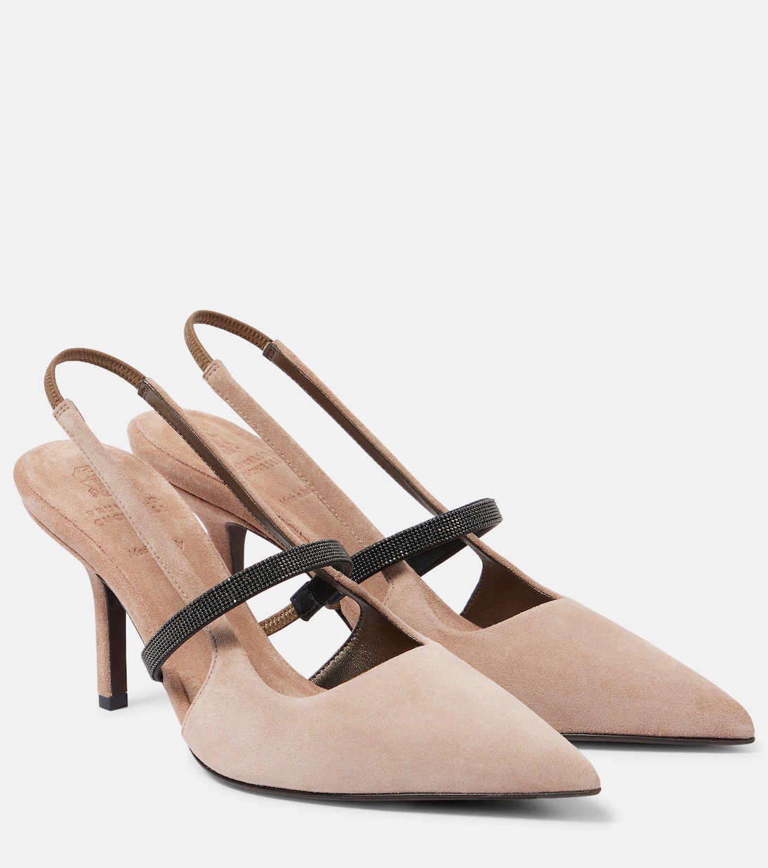 Pumps slingback Monili in suede | Brunello Cucinelli