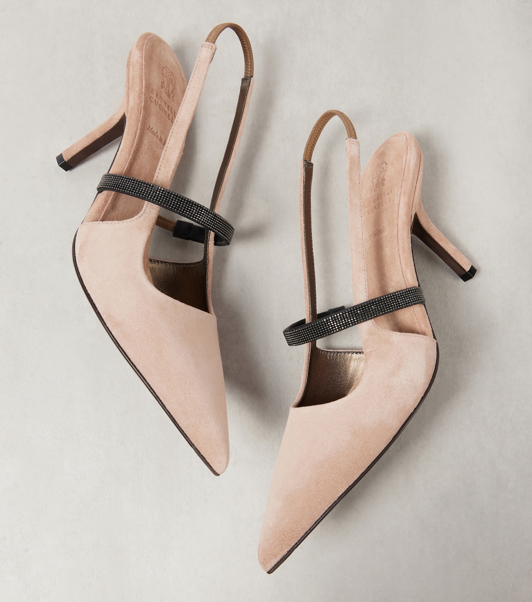 Pumps slingback Monili in suede | Brunello Cucinelli