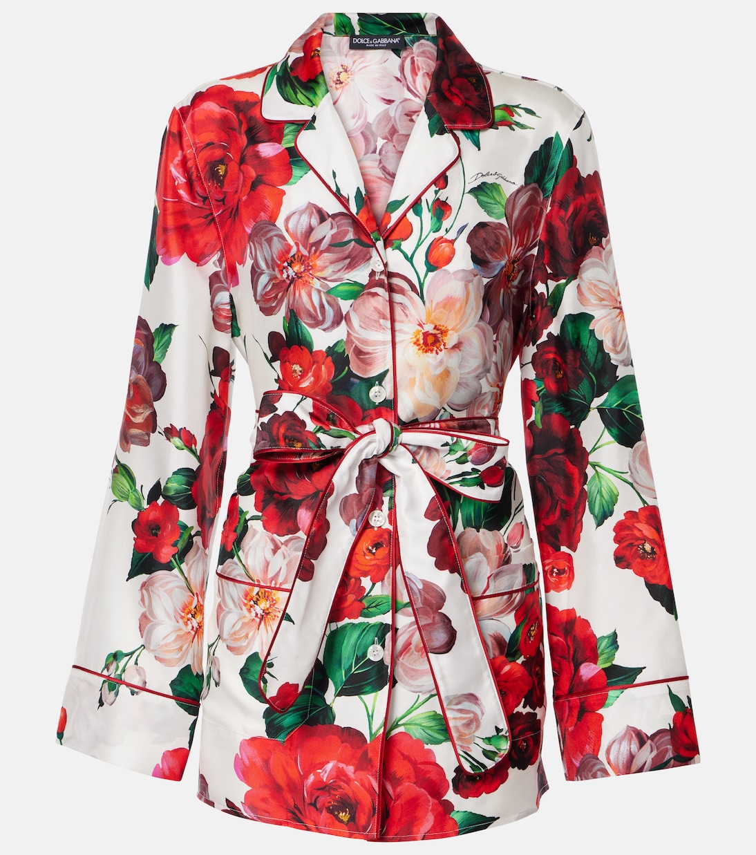 Camicia in raso di seta con stampa | Dolce&Gabbana