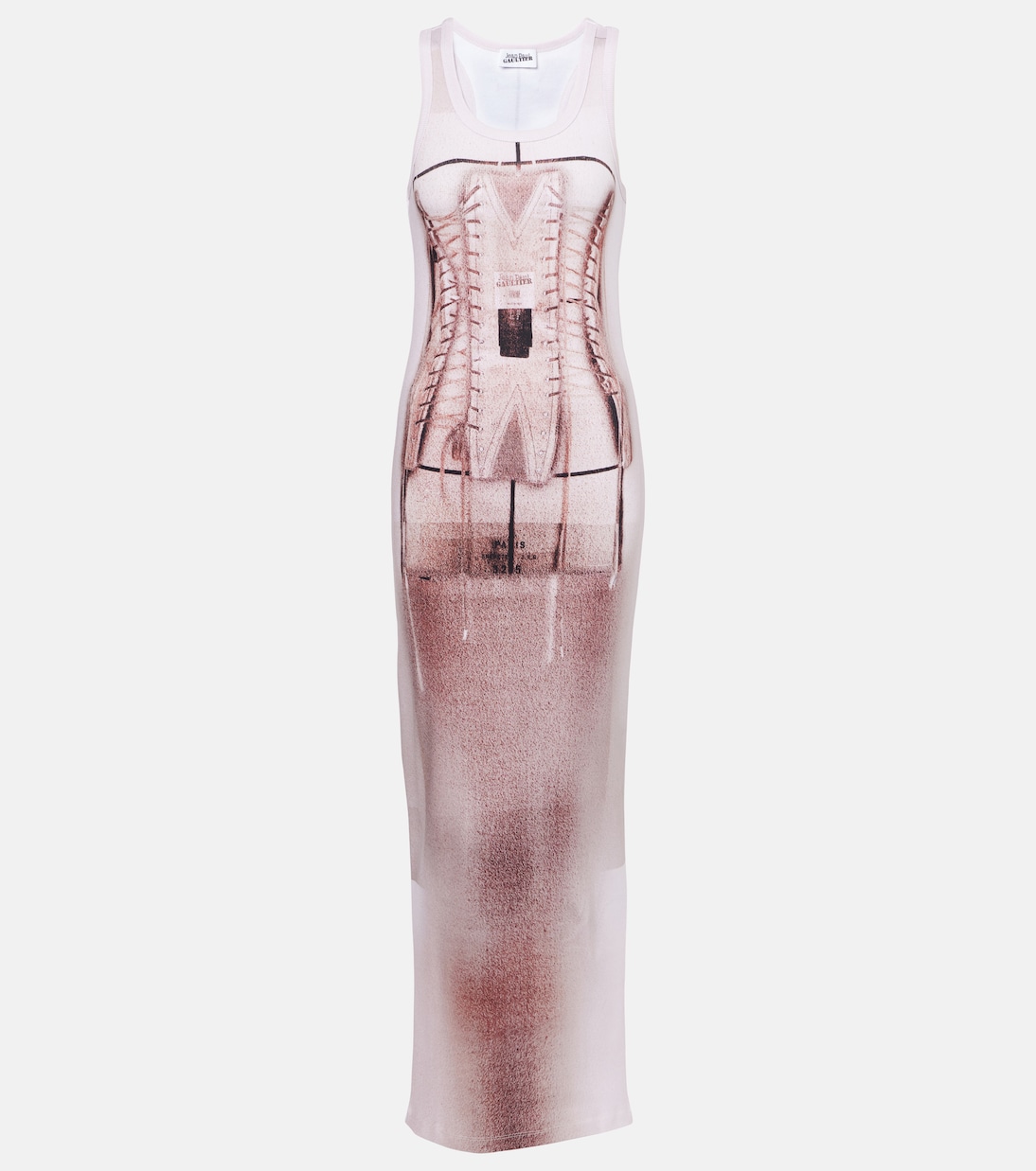 Trompe l'oeil cotton-blend maxi dress | Jean Paul Gaultier