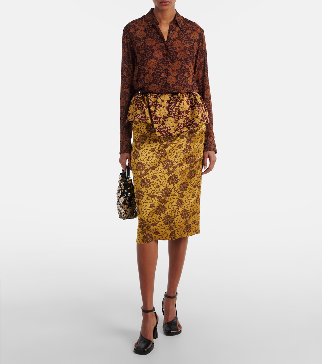 Jupe midi à fleurs | Dries Van Noten