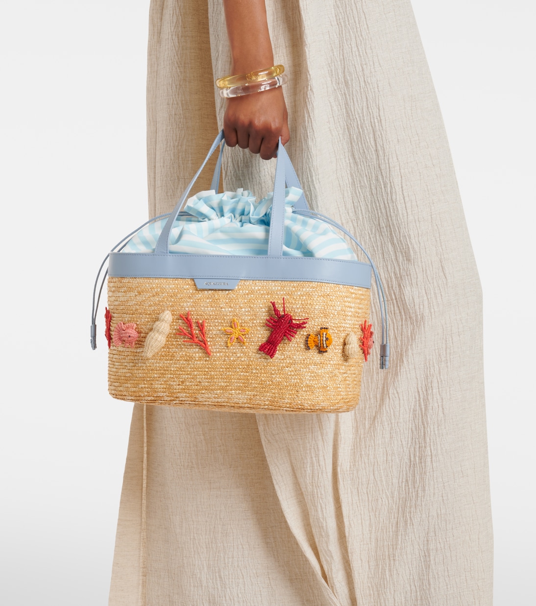 Marea embellished rattan tote bag | Aquazzura