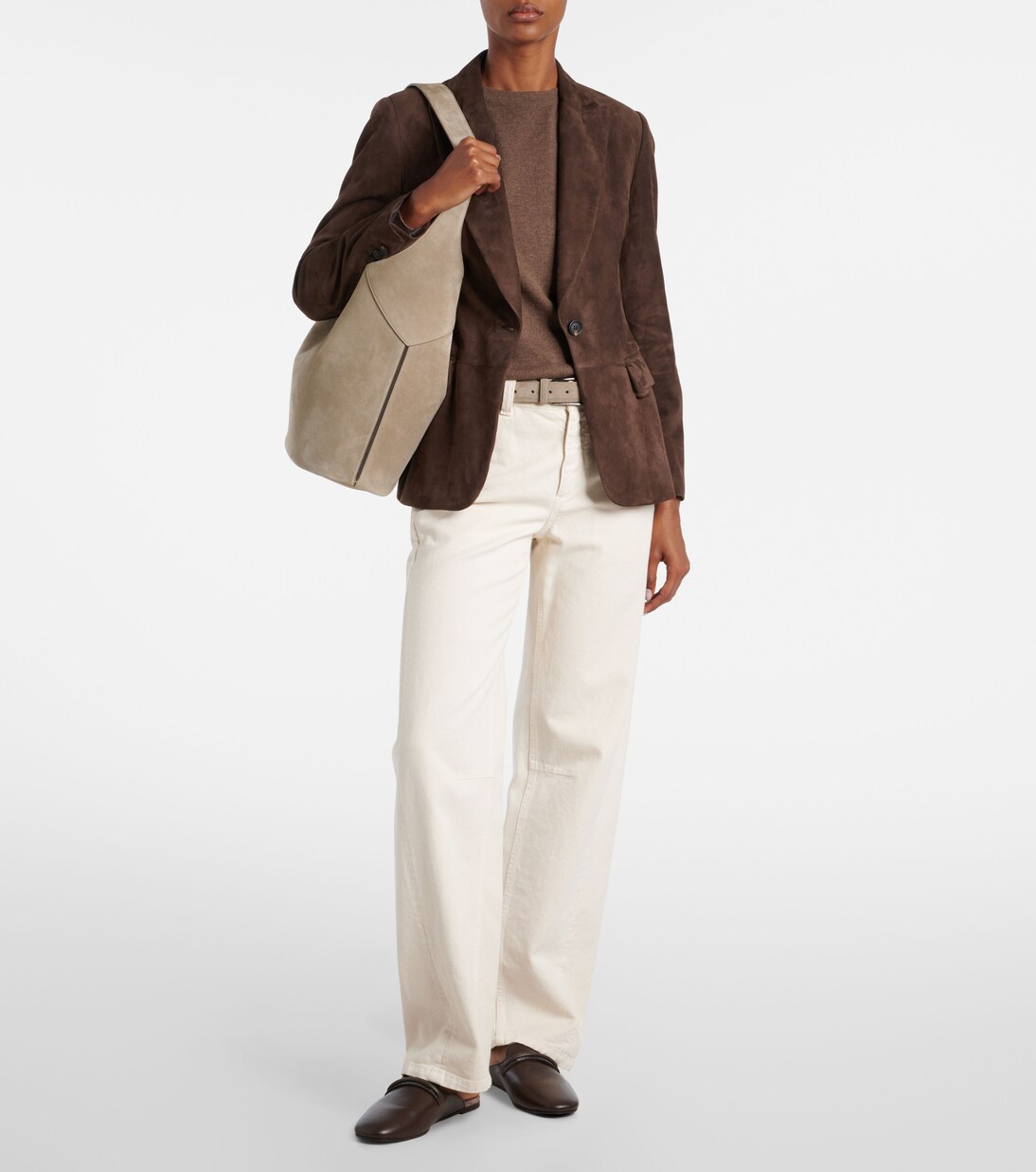 Bucket-Bag Large aus Veloursleder | Brunello Cucinelli