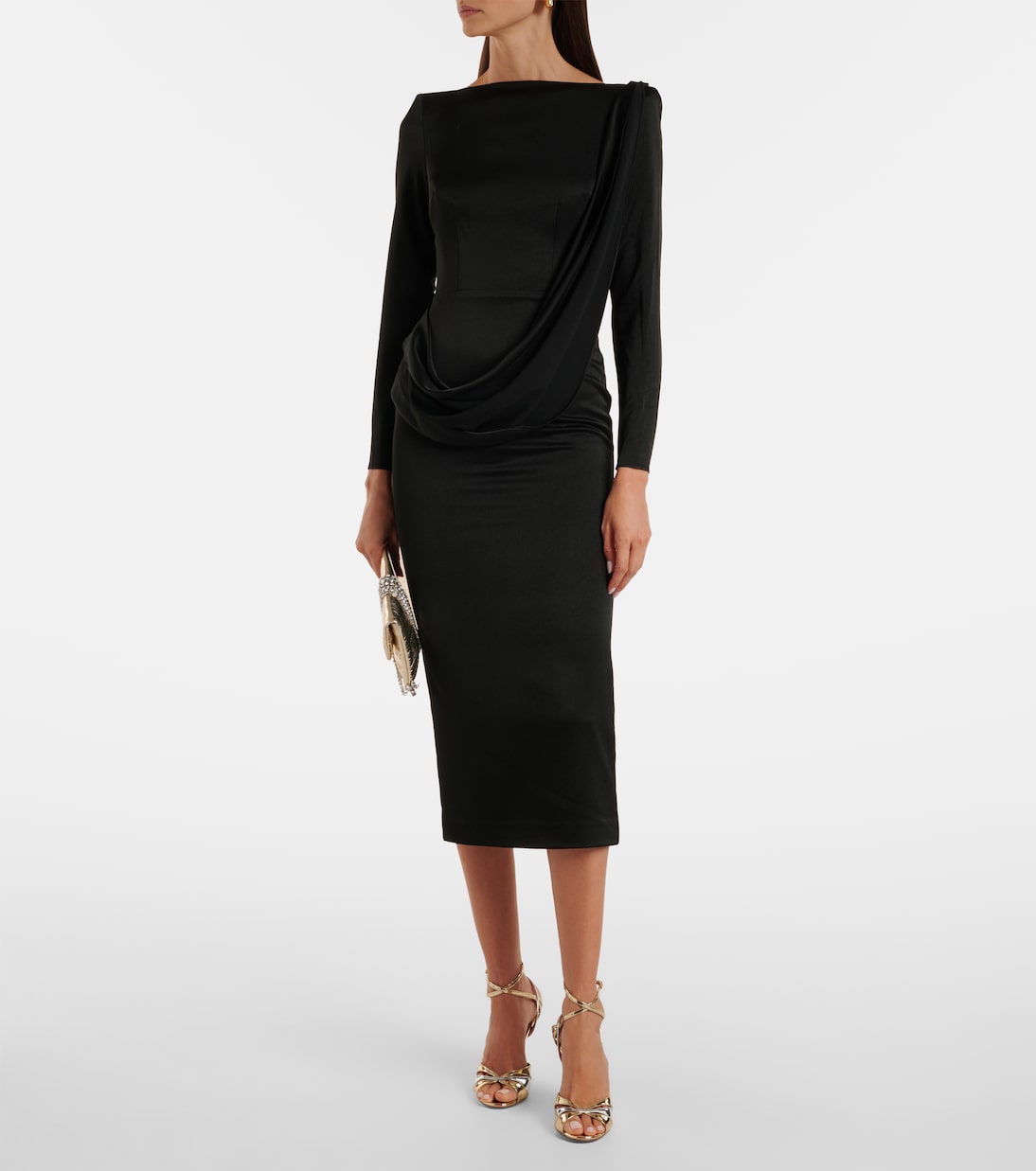 Asymmetric draped midi dress | Alex Perry