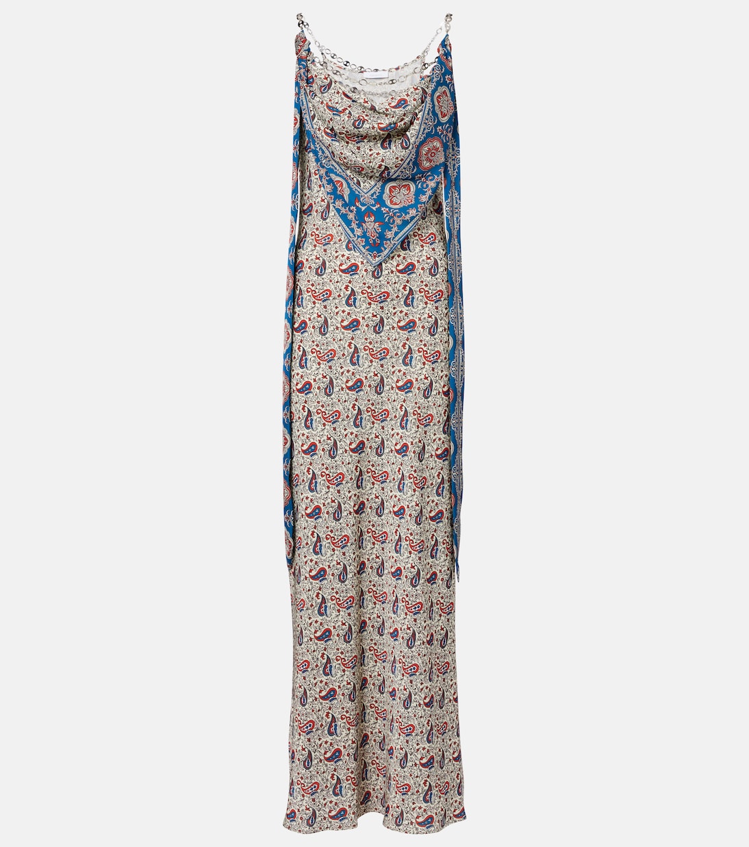 Paisley scarf-detail satin slip dress | Rabanne