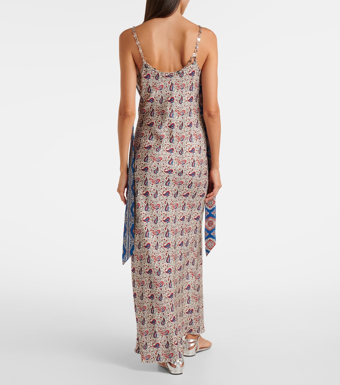 Paisley scarf-detail satin slip dress | Rabanne