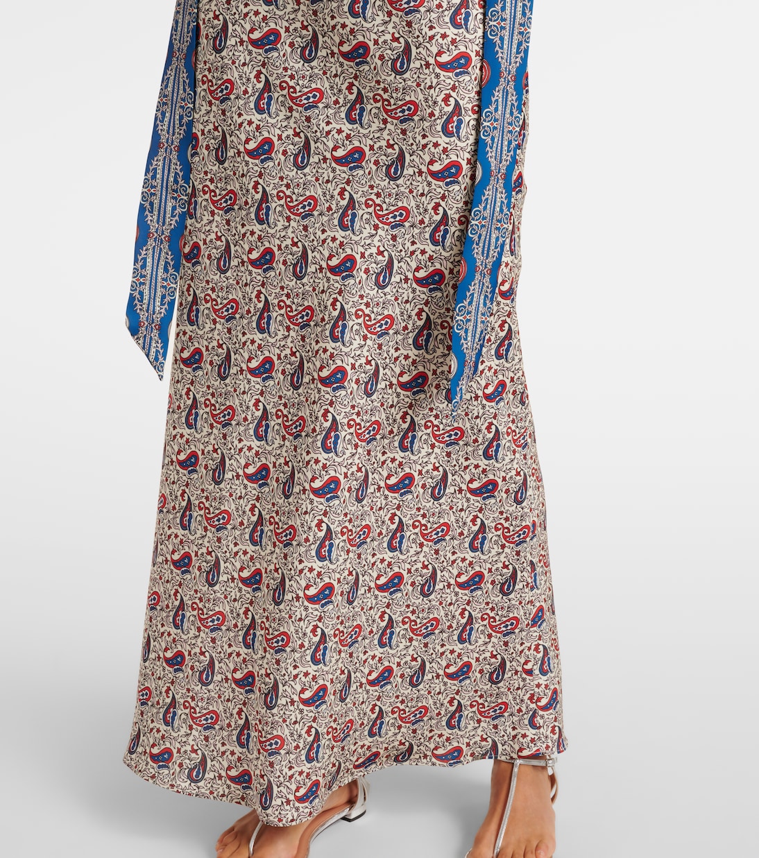 Paisley scarf-detail satin slip dress | Rabanne