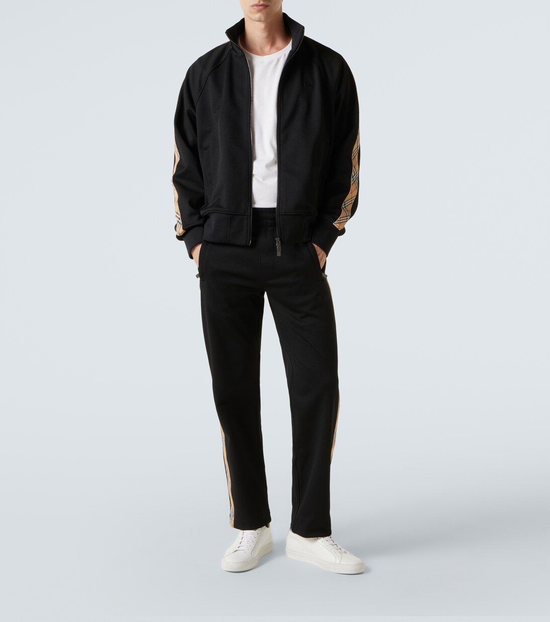 Burberry Check cotton-blend jersey track pants | Burberry