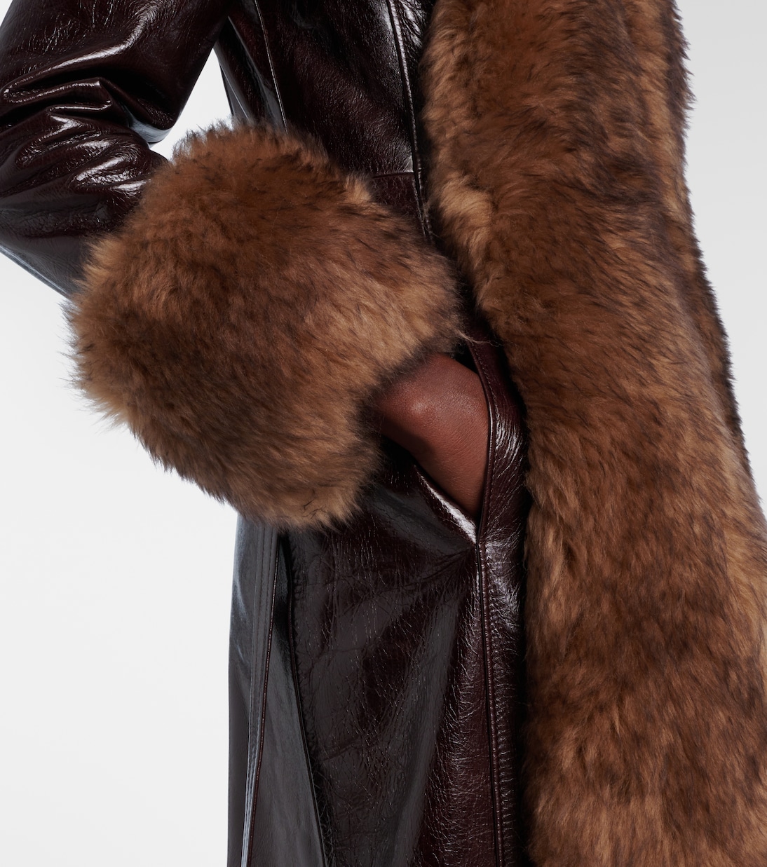 Cappotto in pelle con shearling | Chloé