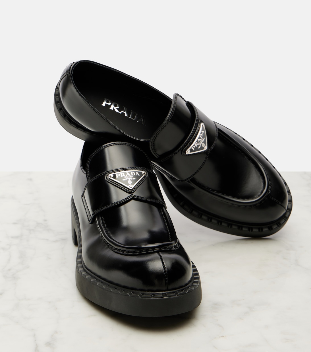 Loafers Chocolate aus Leder | Prada