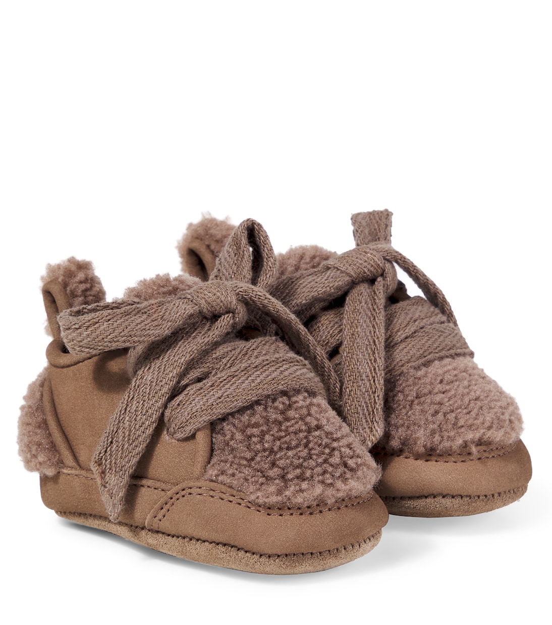 Baby Semmi teddy-trimmed leather sneakers | Donsje