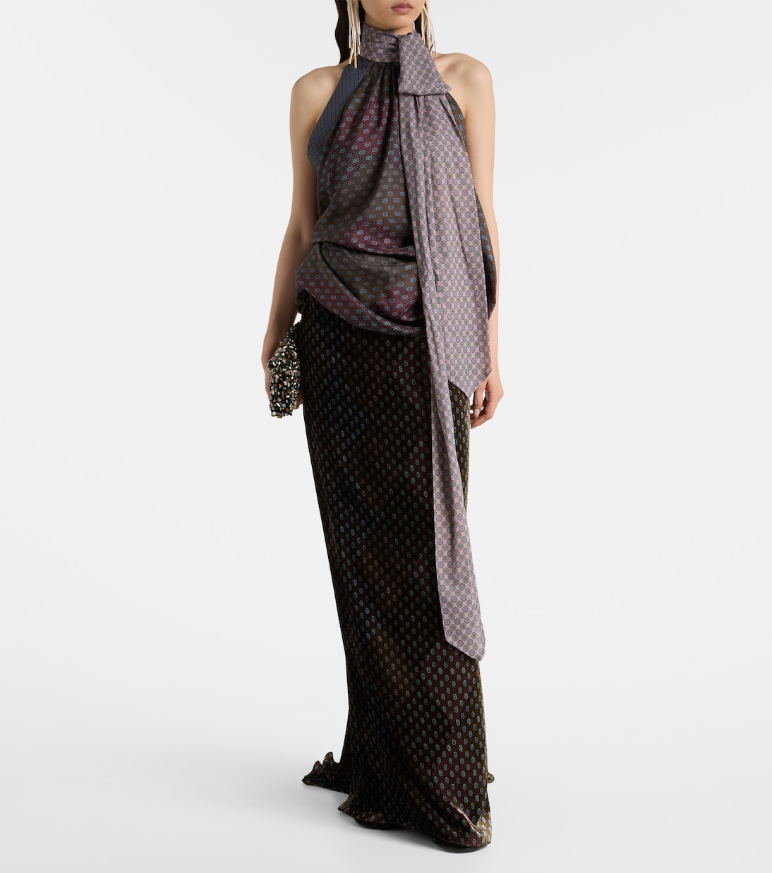Printed halterneck silk top | Dries Van Noten