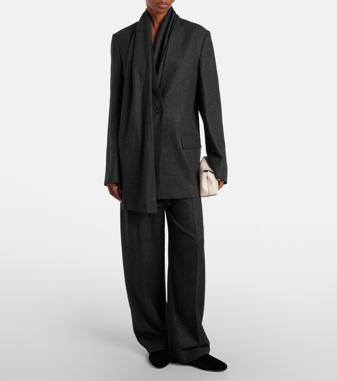 High-rise flannel wide-leg pants | Toteme
