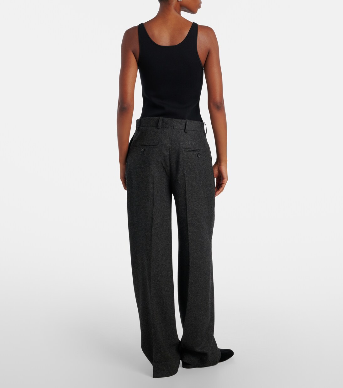 High-rise flannel wide-leg pants | Toteme