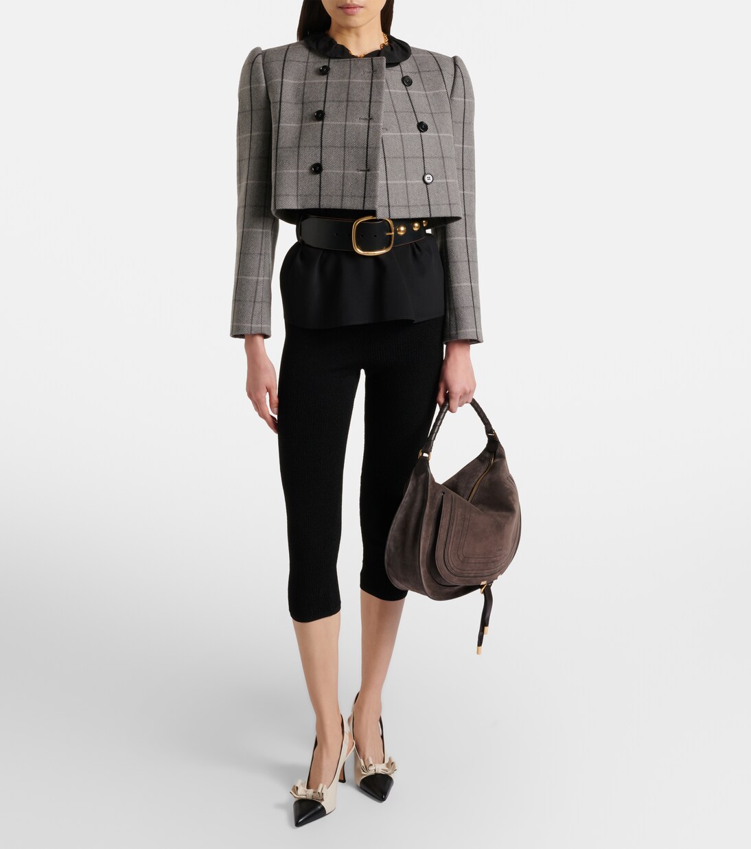 Marcie leather-trimmed suede shoulder bag | Chloé