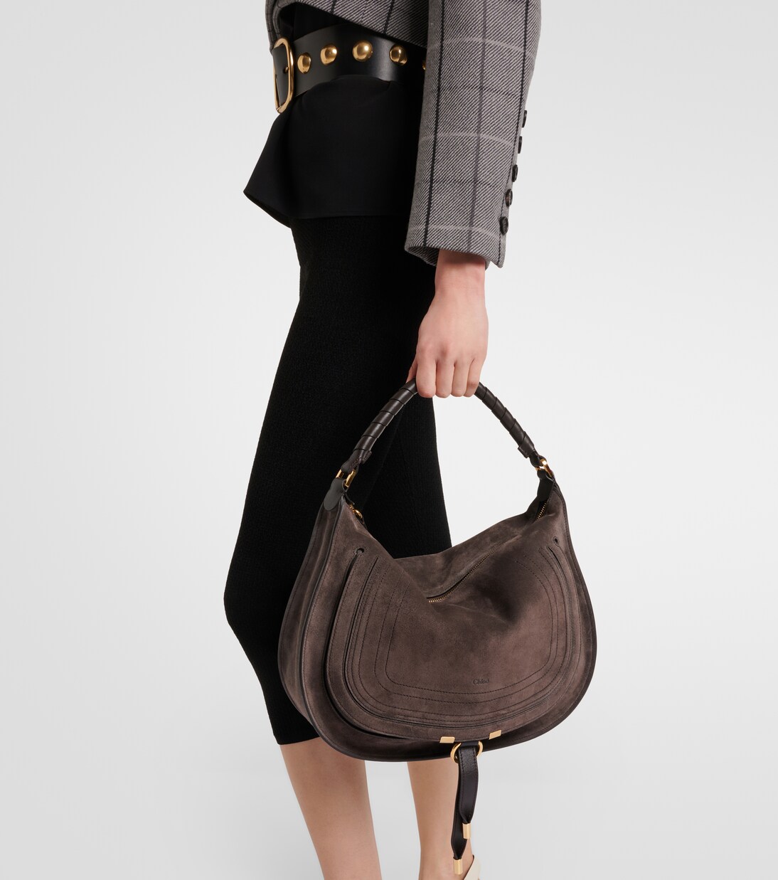 Marcie leather-trimmed suede shoulder bag | Chloé