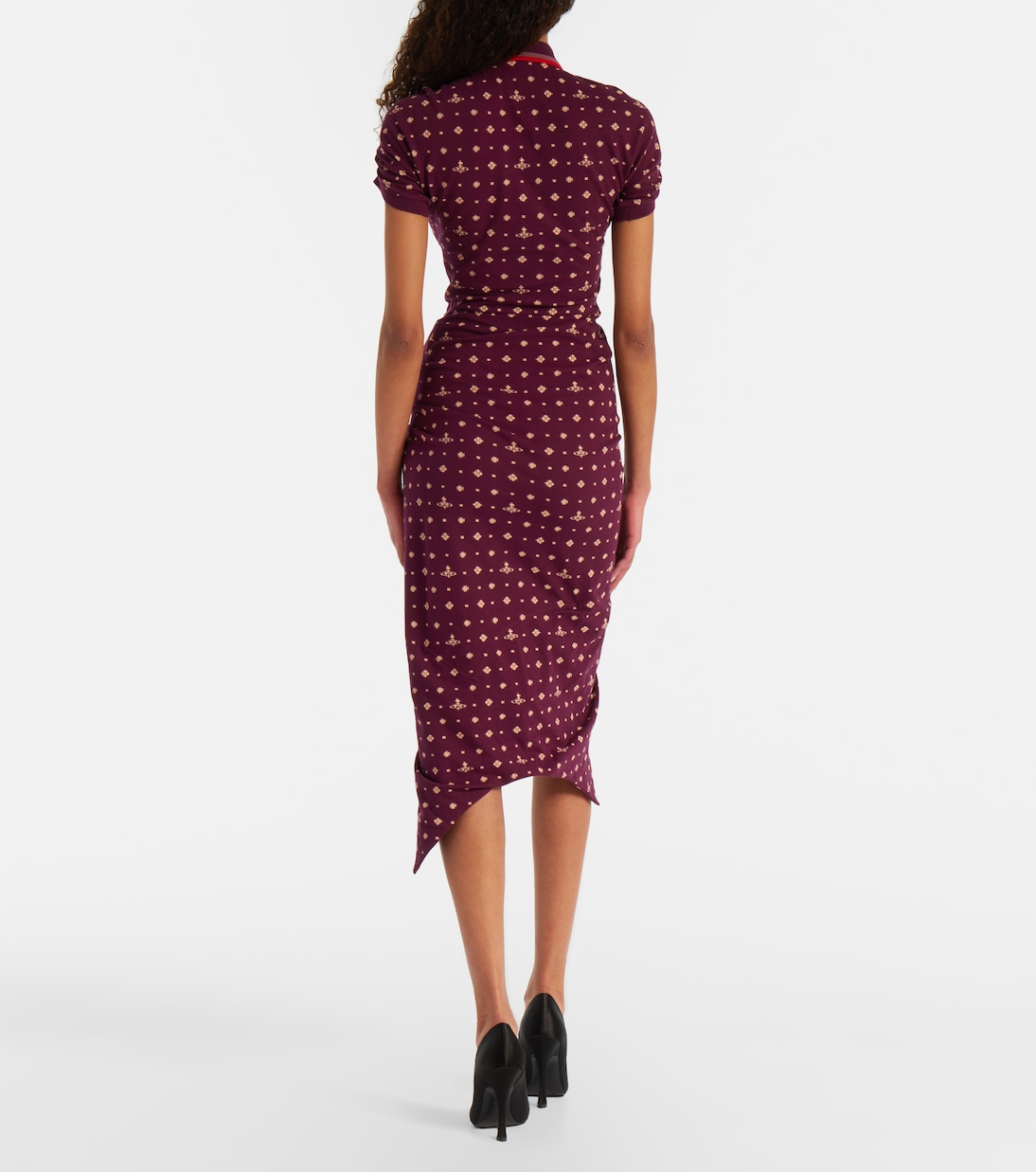 Pulling printed ruched cotton midi dress | Vivienne Westwood