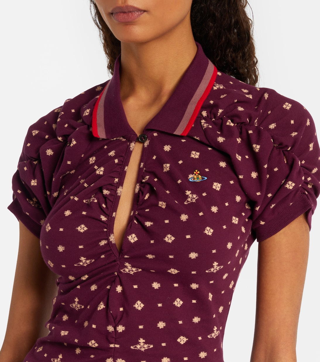 Pulling printed ruched cotton midi dress | Vivienne Westwood