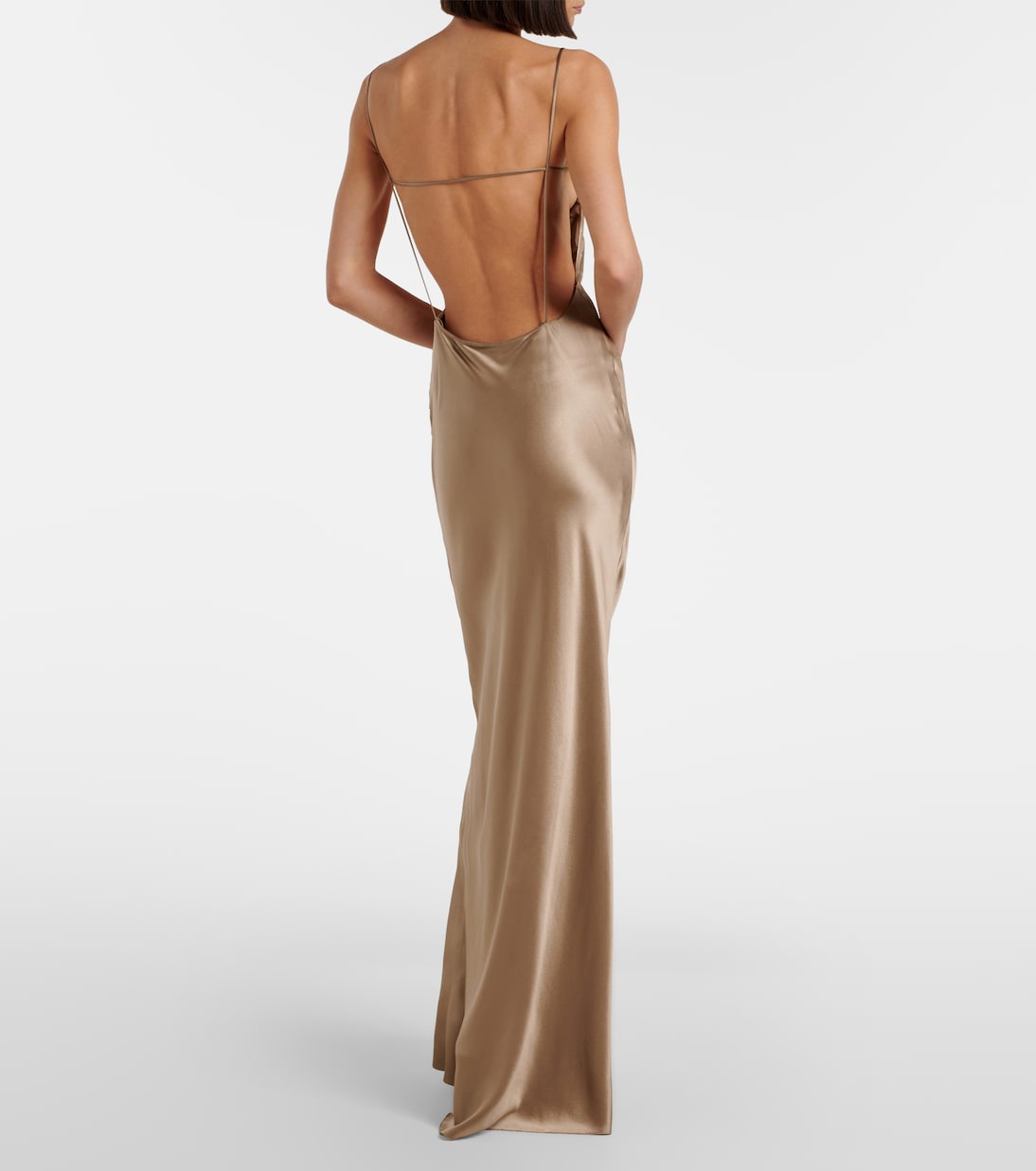 Robe longue en satin de soie | Saint Laurent