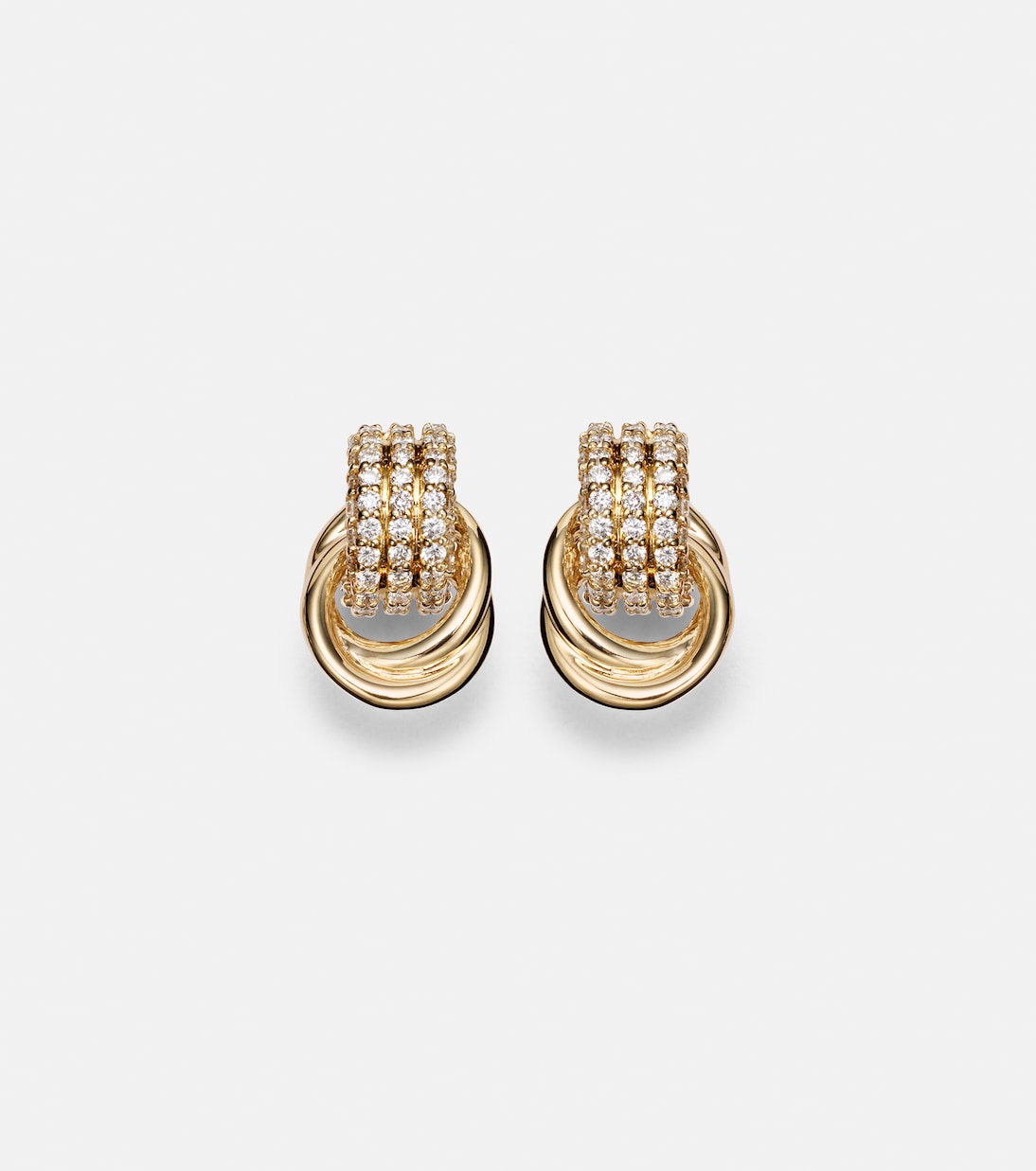 Forme Knot 14kt gold earrings with diamonds | Stone and Strand