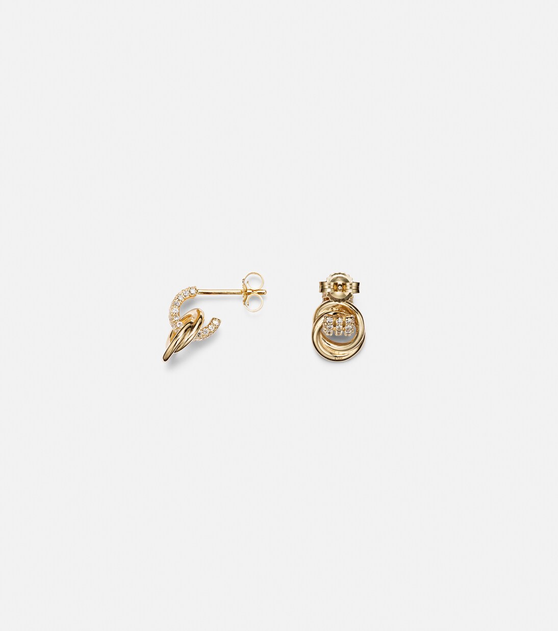 Forme Knot 14kt gold earrings with diamonds | Stone and Strand
