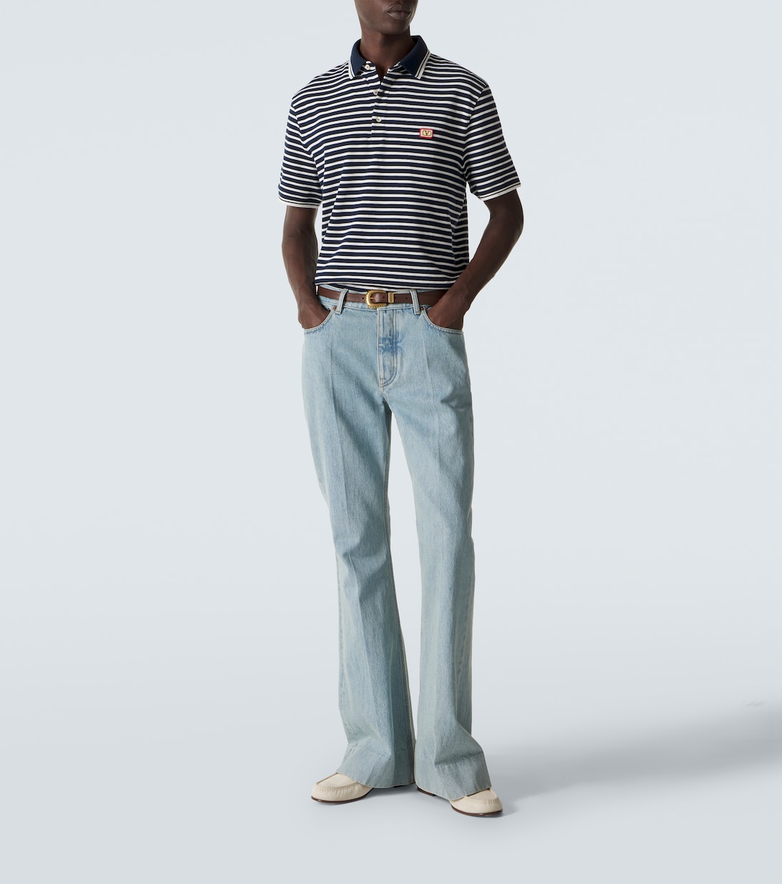 VLogo striped cotton polo shirt | Valentino