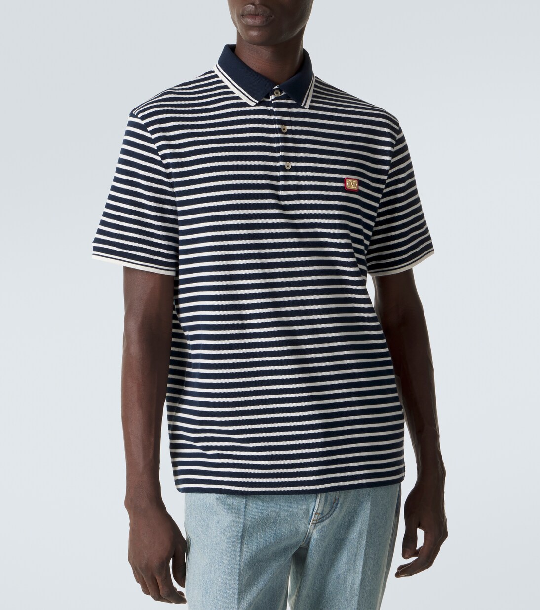 VLogo striped cotton polo shirt | Valentino
