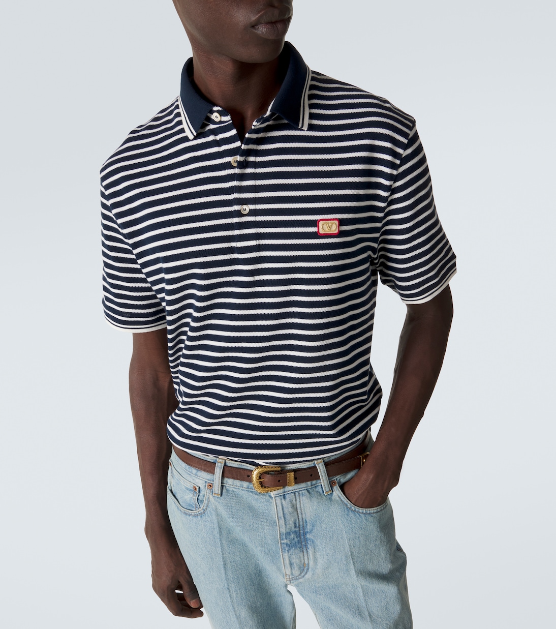 VLogo striped cotton polo shirt | Valentino